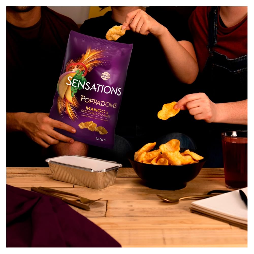 Walkers Sensations Mango & Chilli Chutney Sharing Poppadoms 82.5g 3