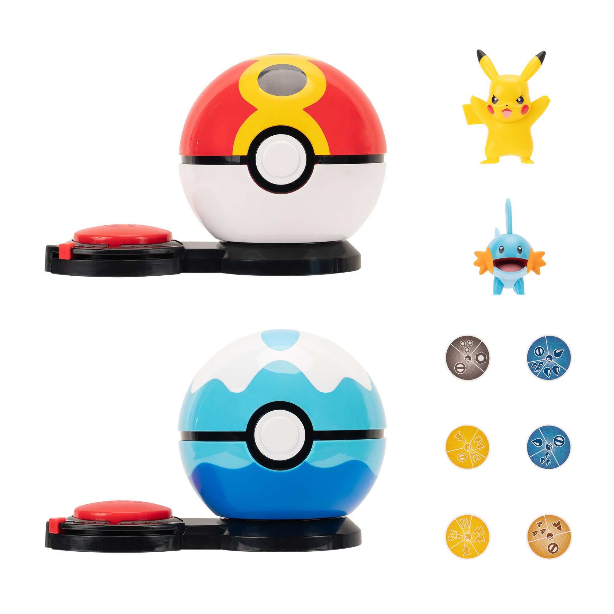 Pokémon Surprise Attack Game - 2-Inch Pikachu and Mudkip with Attack Discs and Poké Balls
