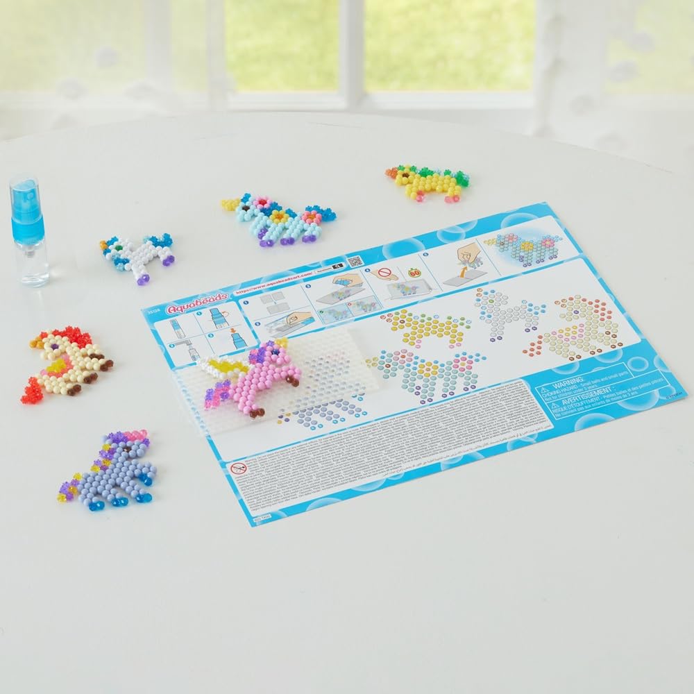 Aquabeads Unicorn Fantasy Craft Kit - 500 Beads, 27 Colors, Includes Glitter Beads | Ages 4+