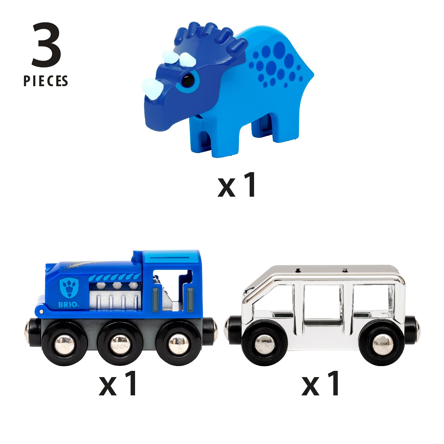 BRIO World Special Edition Train 2025 - Blue Wooden Toy Train with Dinosaur Character