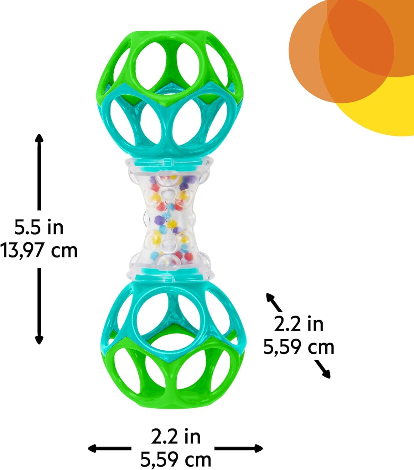 Bright Starts Oball Shaker Rattle Toy - BPA-Free, Easy-Grip Design for Newborns+