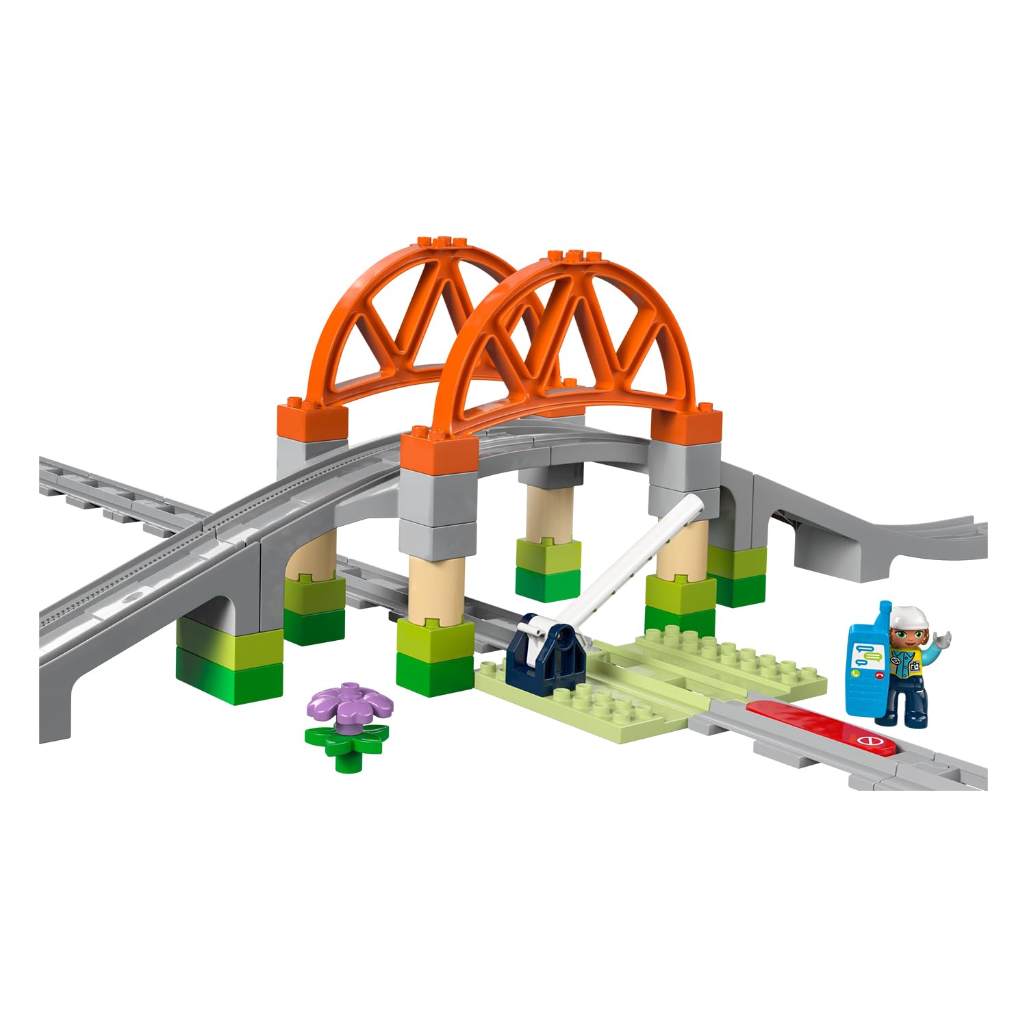 LEGO DUPLO Train Bridge and Tracks Expansion Set - Educational Building Toy for Toddlers 2+ 4