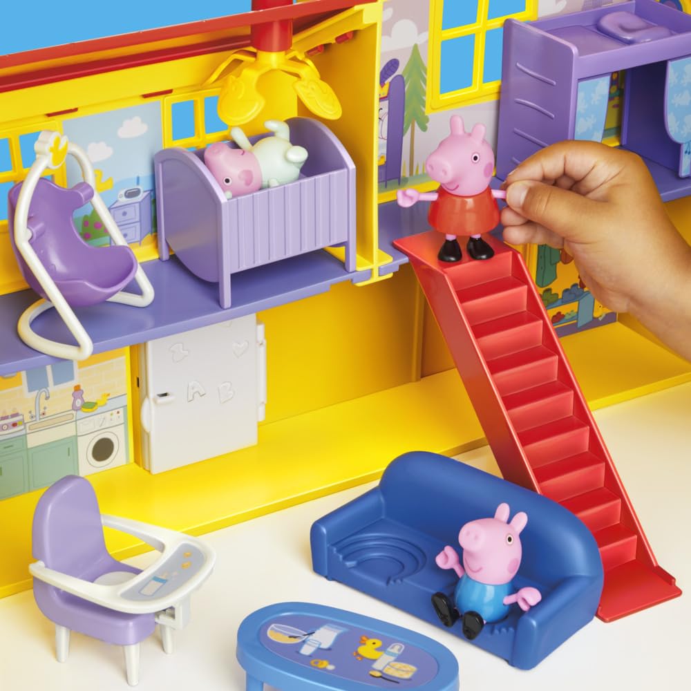 Peppa Pig Peppa's Big Family House Playset - 2-Floor 7-Room Doll House with 3 Figures & 16-Piece Set 3