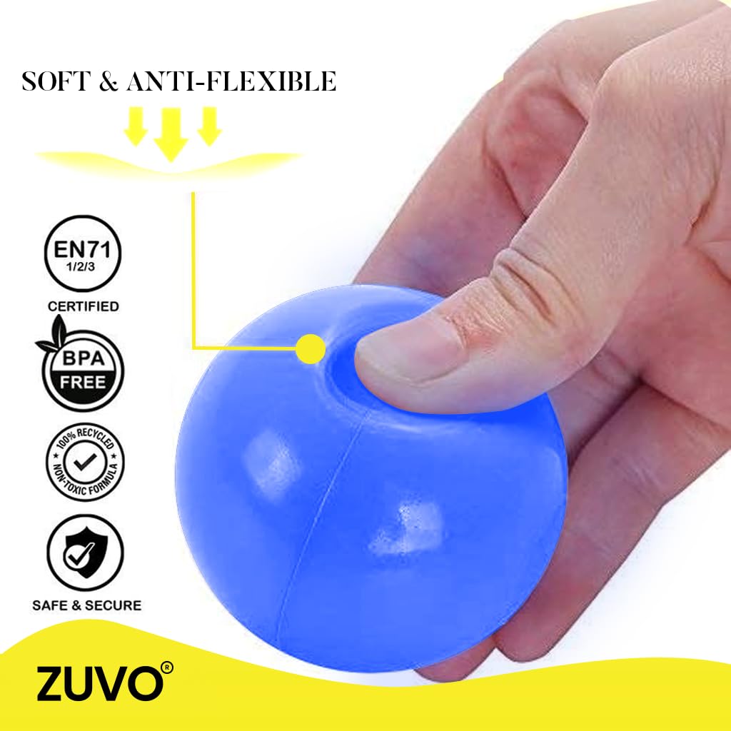 Zuvo Blue 5.5cm Crush-Proof Ball Pit Balls (100 Pack) for Kids Play 3