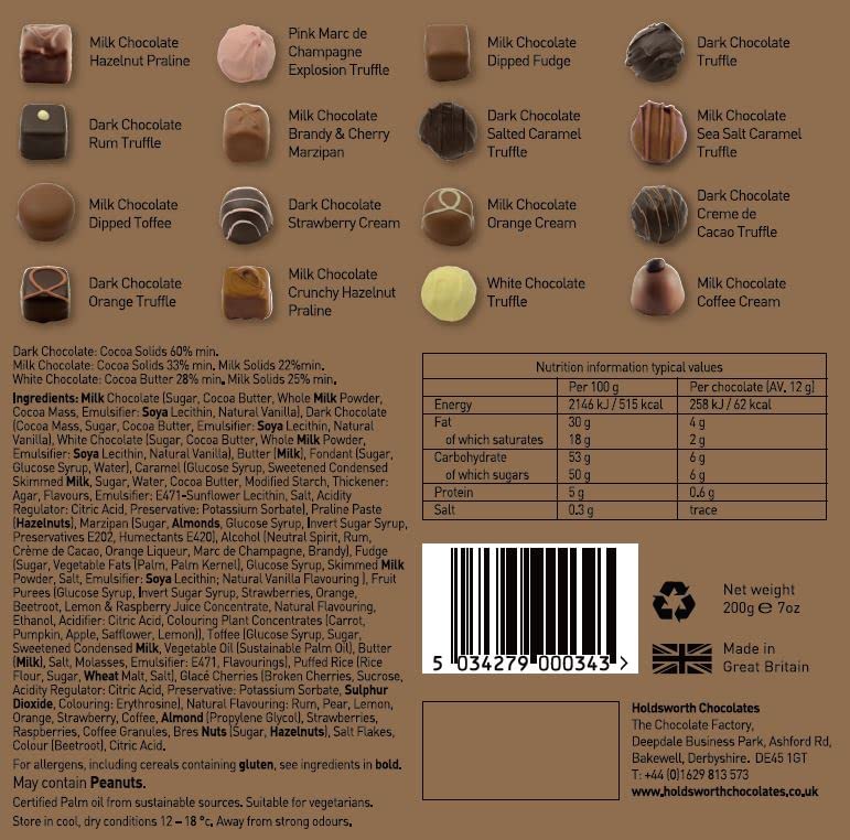 Holdsworth Chocolates Renaissance Collection - Assorted Handmade Truffles 200g 6