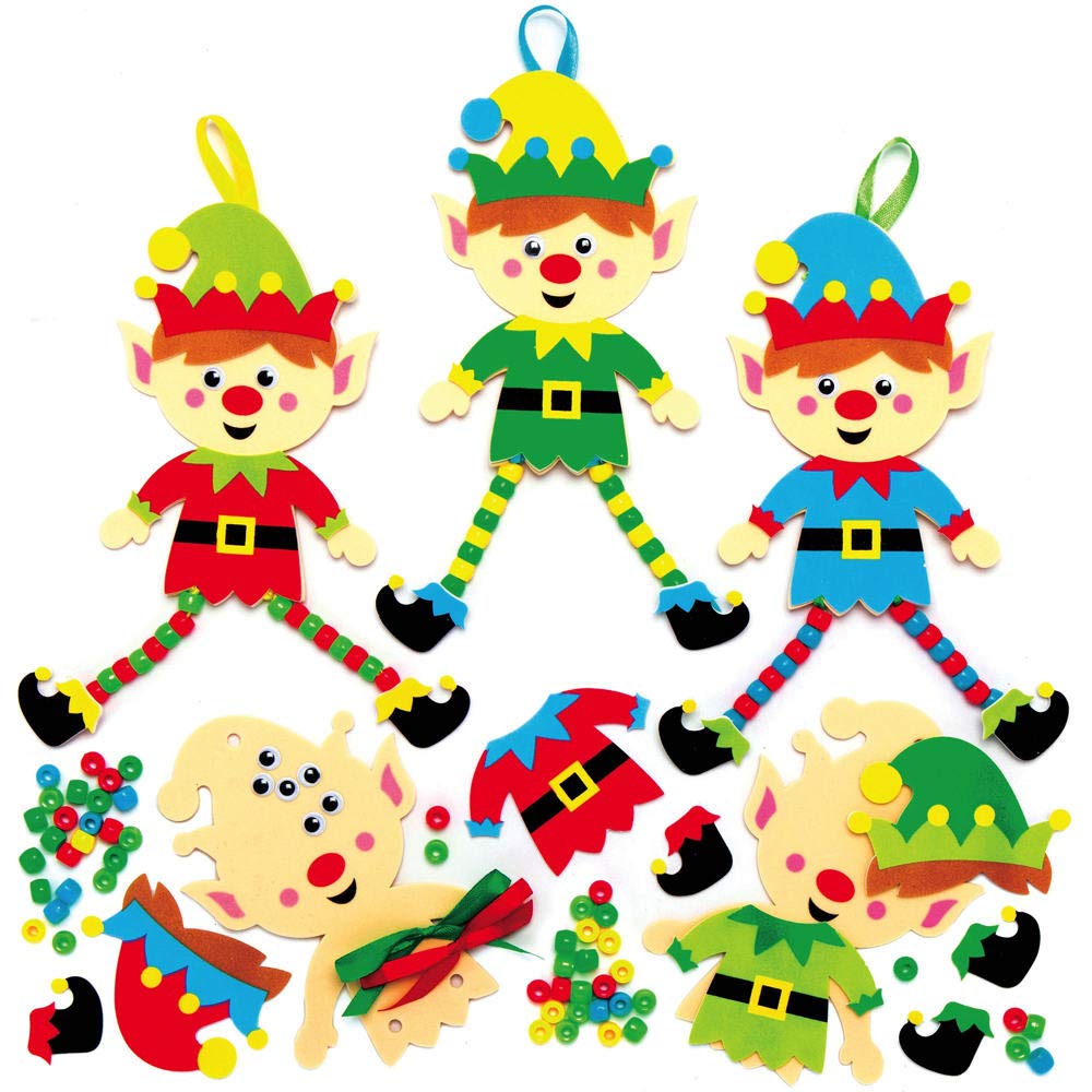 Baker Ross AX398 Christmas Tree Elf Decoration Kits - Pack of 5, DIY Craft Ornaments 6