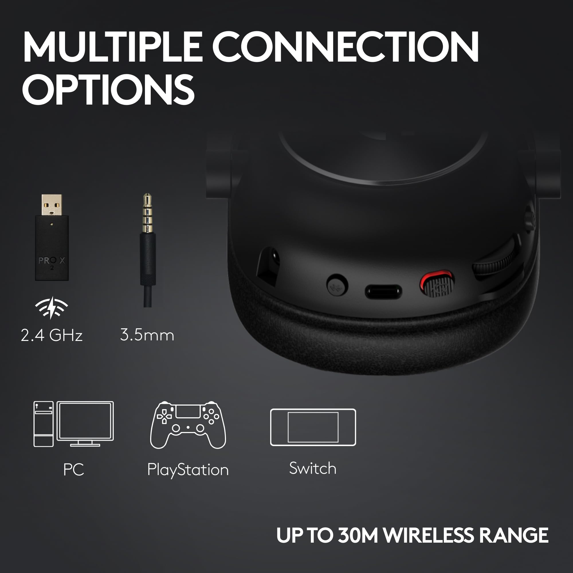 Logitech G PRO X 2 LIGHTSPEED Wireless Gaming Headset with Detachable Boom Mic, 50mm Graphene Drivers, PC/PS5/Switch Compatible 8