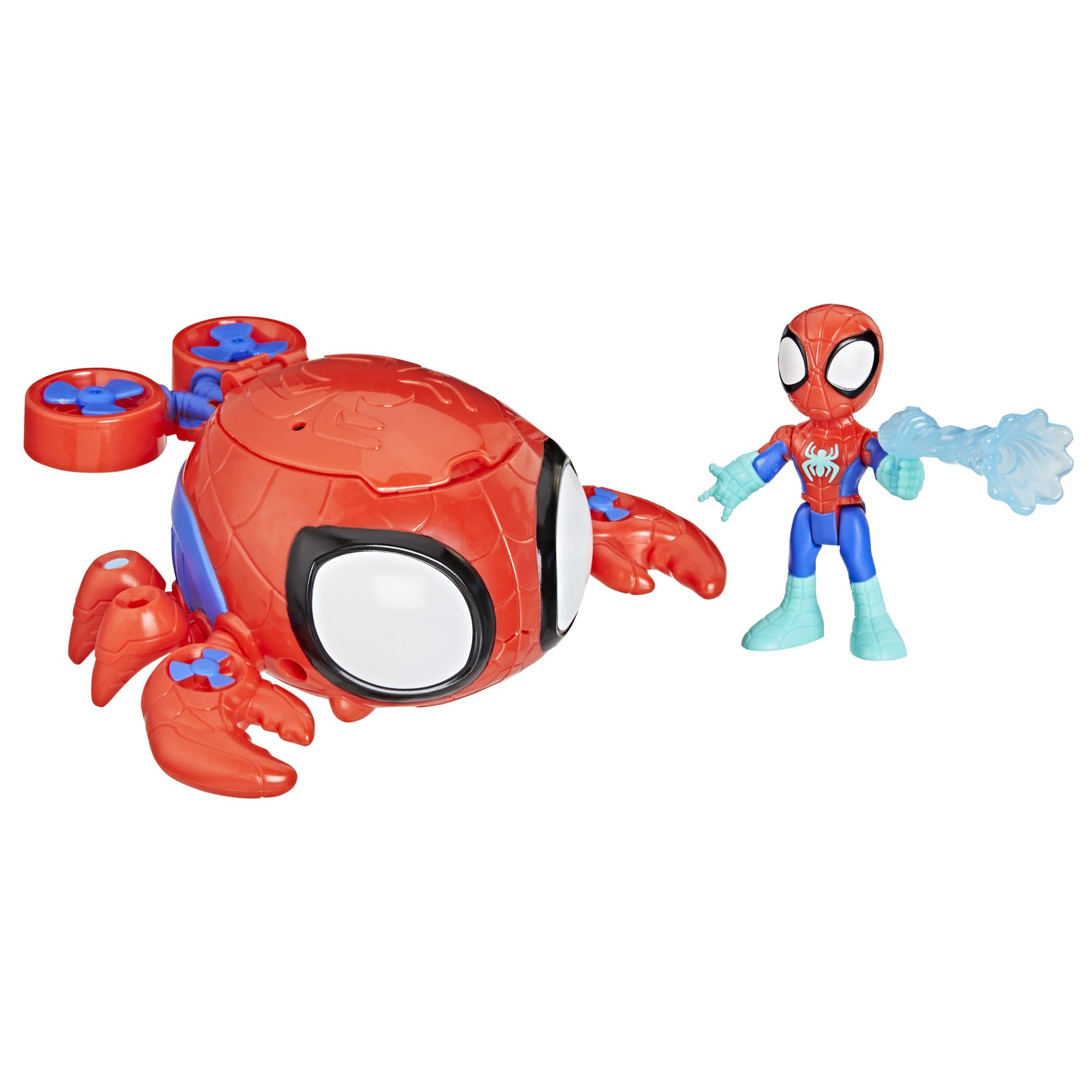 Spidey and His Amazing Friends Water-Webs Spider Crab Submarine Toy - Color-Change Eyes, 3-Inch Vehicle & Action Figure Playset