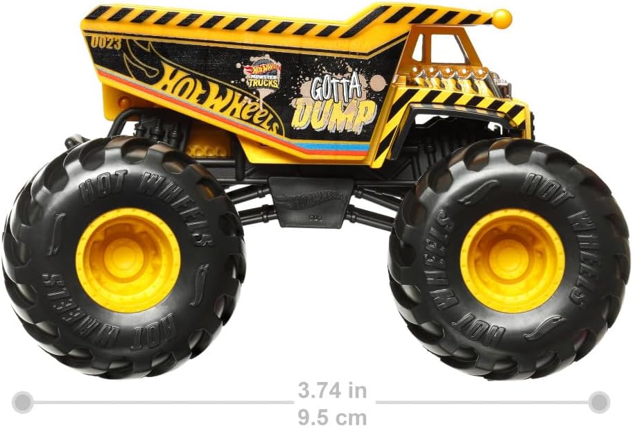 Hot Wheels Mattel Monster Trucks 1:24 Die-Cast Gotta Dump - Large Scale Monster Truck Toy for Kids, Durable Metal Construction, Assorted Models