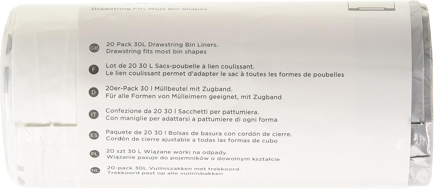 BLACK+DECKER 30L Drawstring Bin Liners 20 Pack - White 3