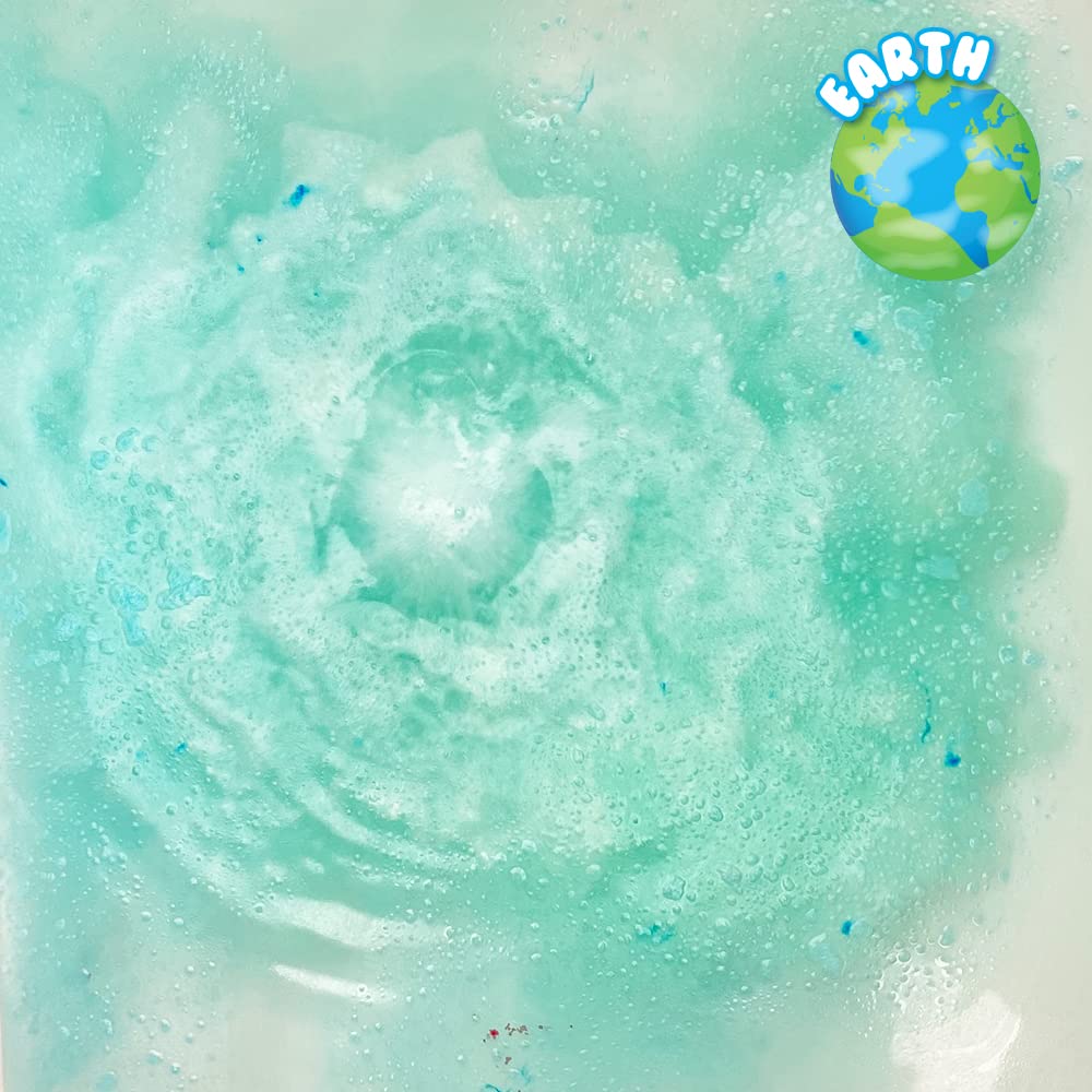 ZIMPLI 9 x Solar System Baff Bombz & 9 x Planetary Fact Cards | Educational Bath Toys | Strawberry Scented 4