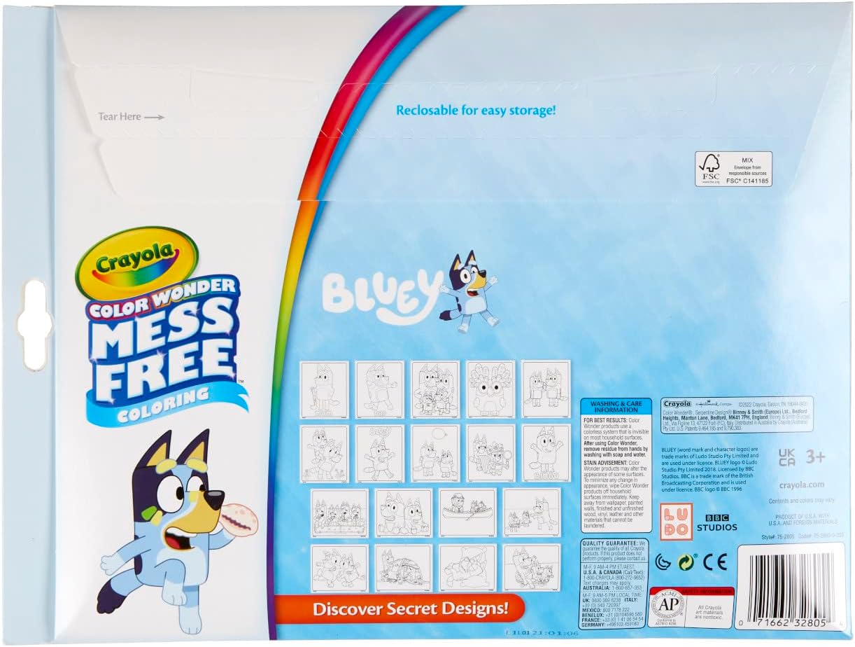 CRAYOLA - Bluey Colouring Mess-Free Book with 5 Markers 9