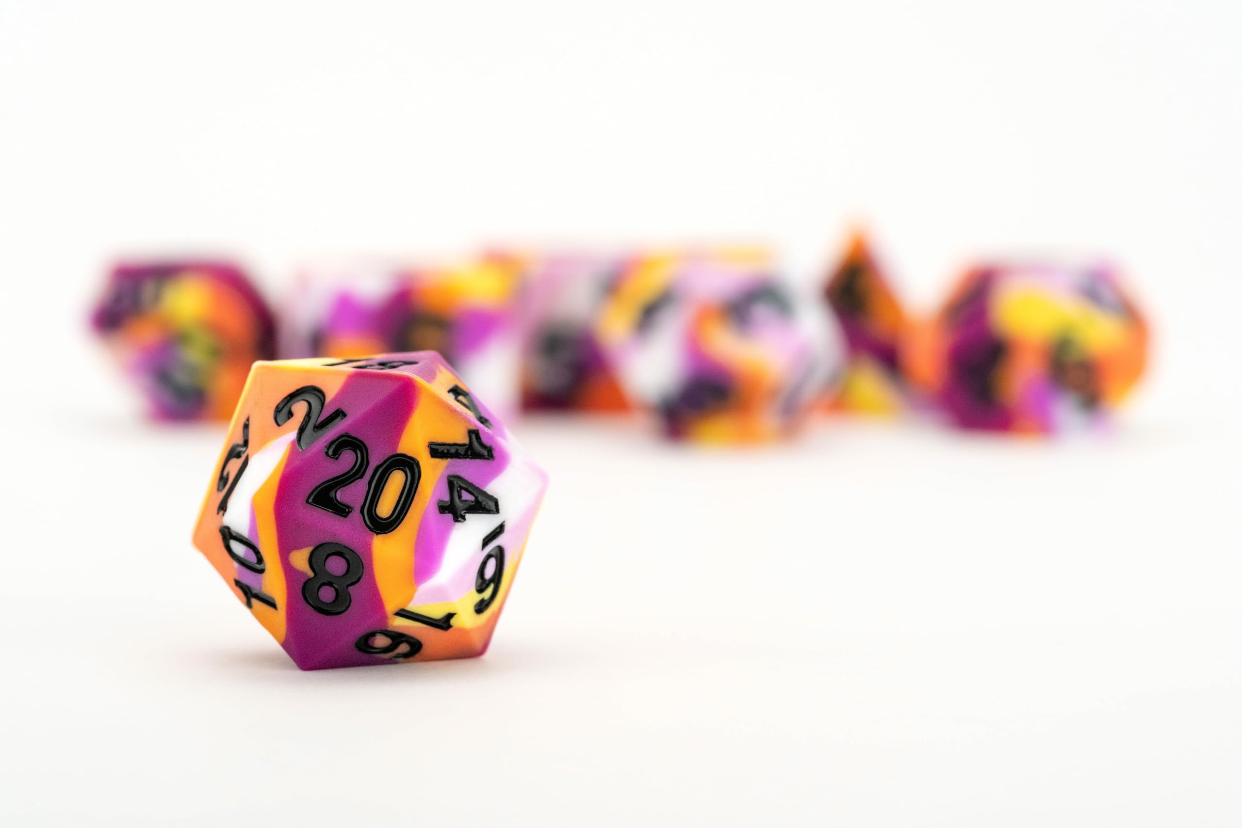 Metallic Dice Games FanRoll 16mm Pride Sharp Edge Silicone Rubber Polyhedral Dice Set 3