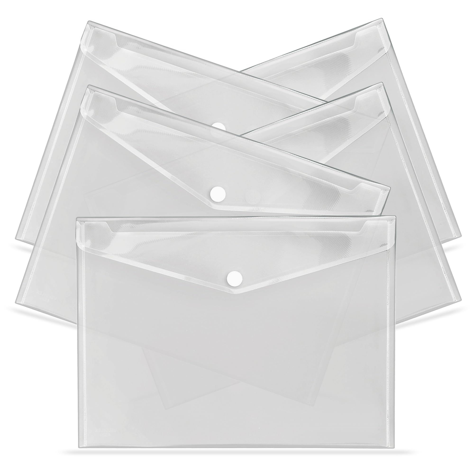 G4GADGET A4 Clear Plastic Wallets - Pack of 5, Popper Closure, 50 Sheet Capacity