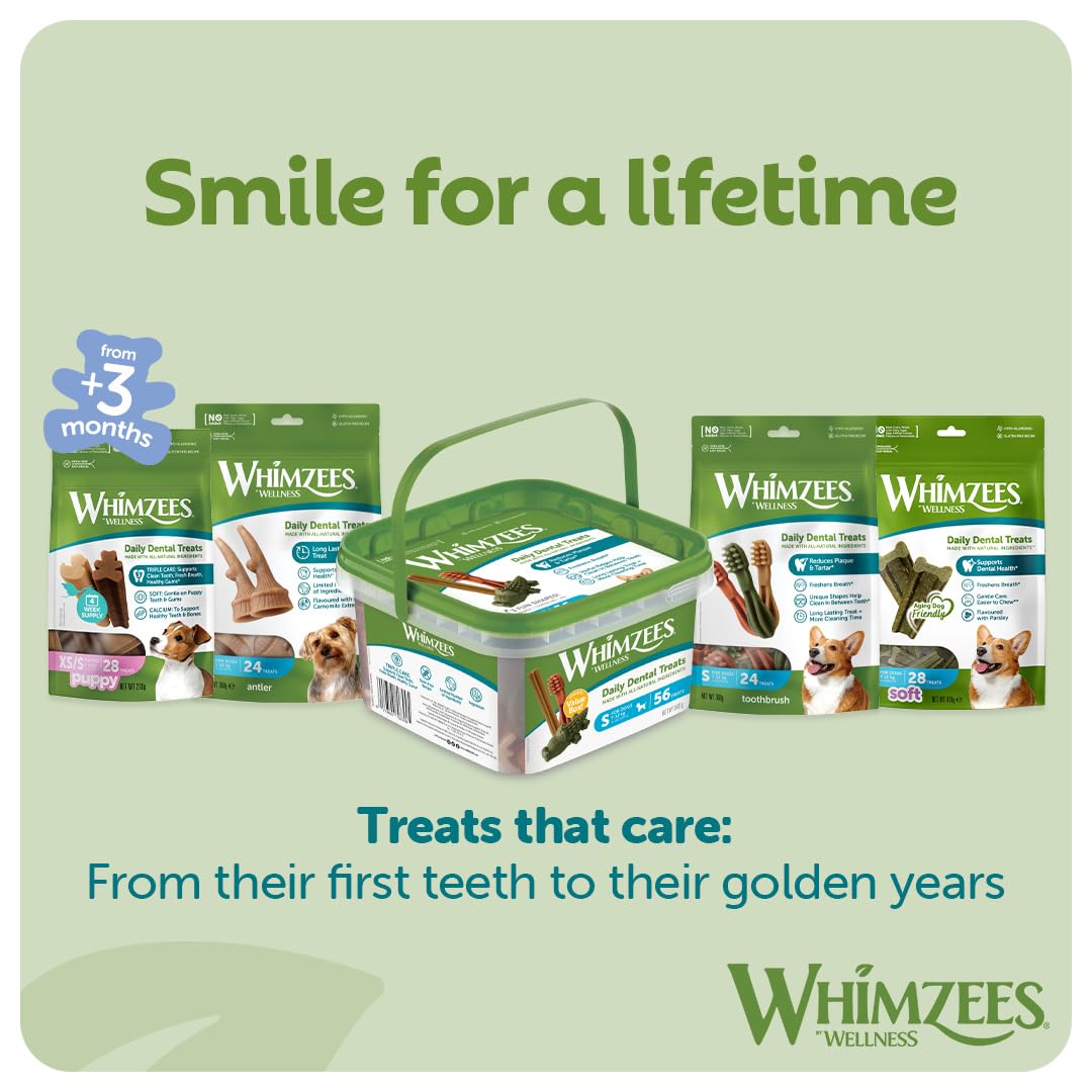 WHIMZEES Alligator Dental Sticks for Small Dogs (7-12kg) - 24 Count | Reduces Plaque by 80% | Vegetarian 6