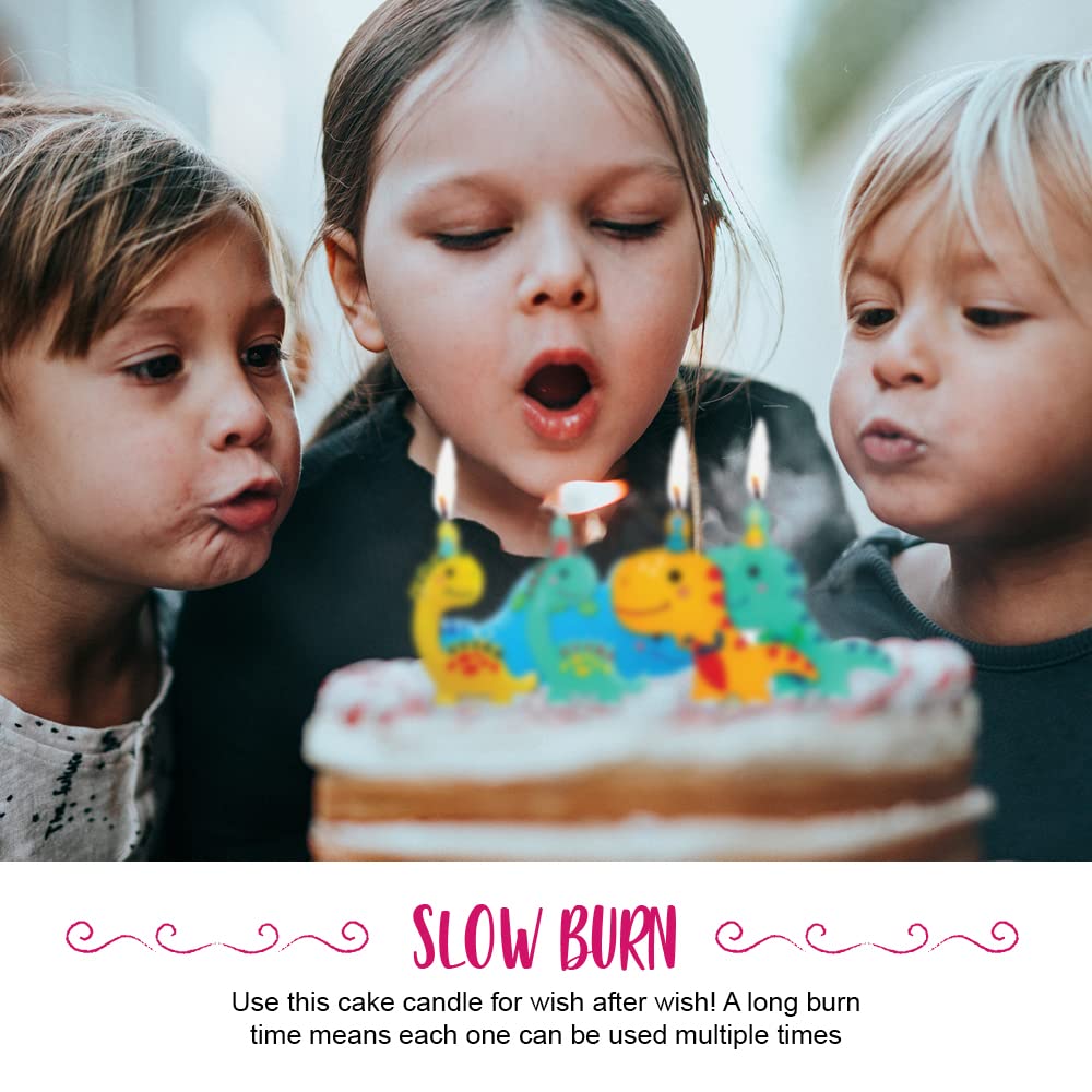 Anniversary House Dinosaur Party Pick Candles - Multicolour Cake Topper Decorations 5