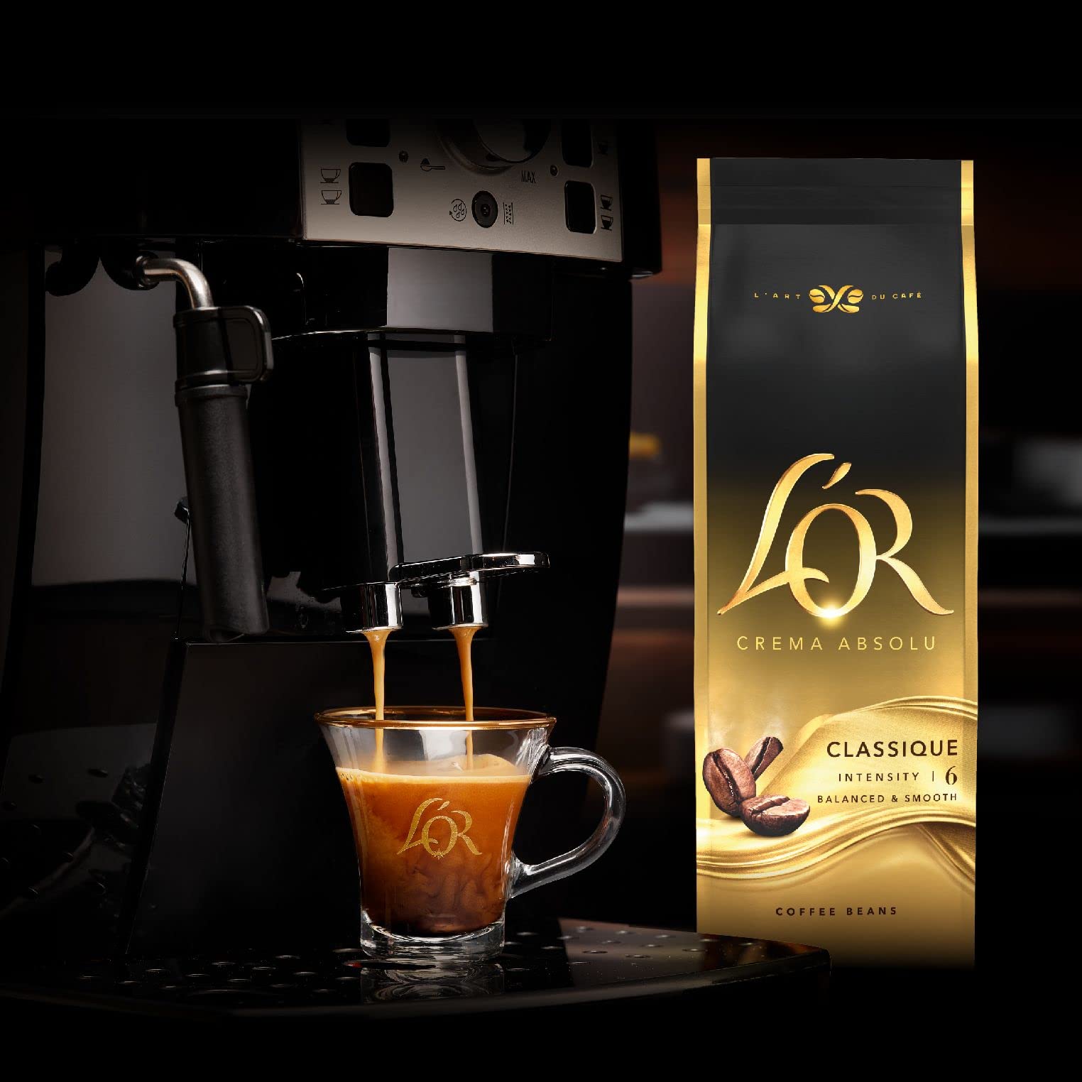 L'OR Crema Absolu Classique Coffee Beans 500g - Intensity 6, Balanced & Smooth with Citrus Notes