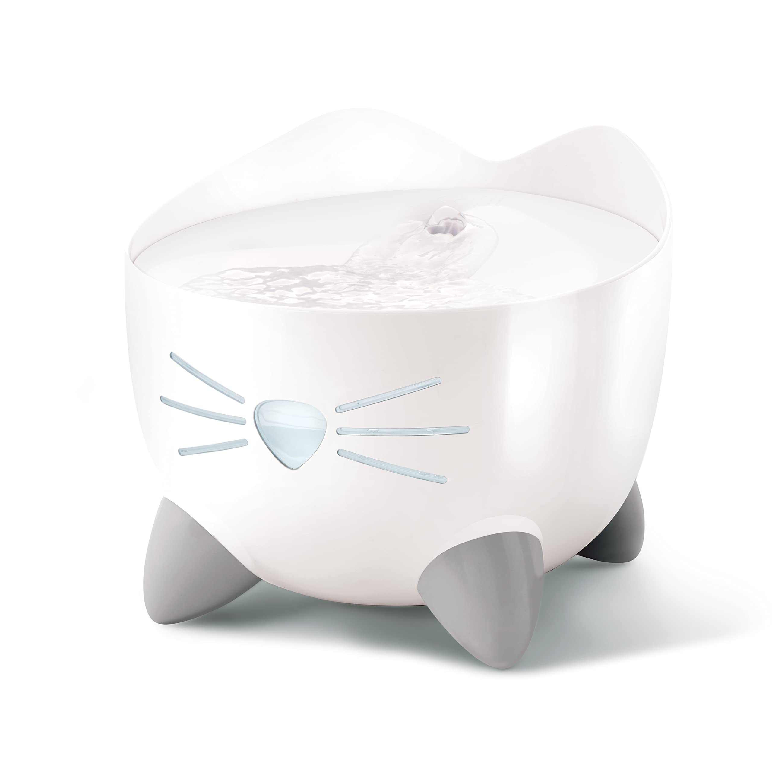 Catit PIXI Cat Drinking Fountain - White Stainless Steel Top | 2.0L Capacity | Triple Filter 1