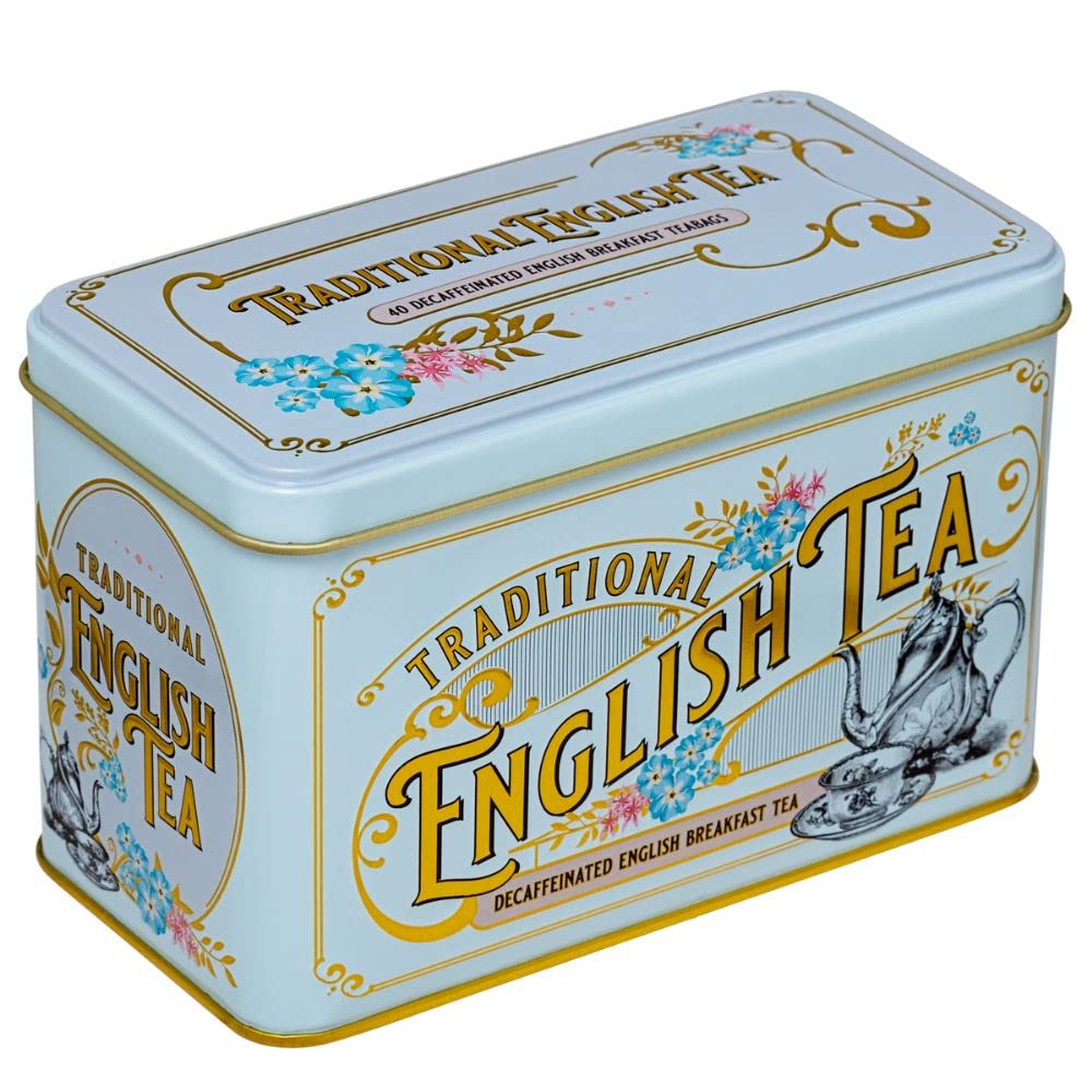 New English Teas Vintage Victorian Decaffeinated English Breakfast Tea Caddy - 40 Foil-Wrapped Teabags 8