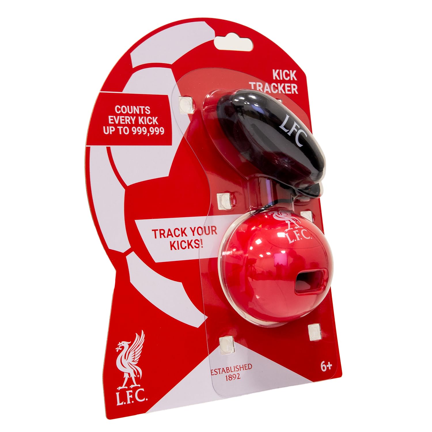 Smart Ball 1002-LFC Kick Tracker - Electronic Football Toy with LCD Display, Red