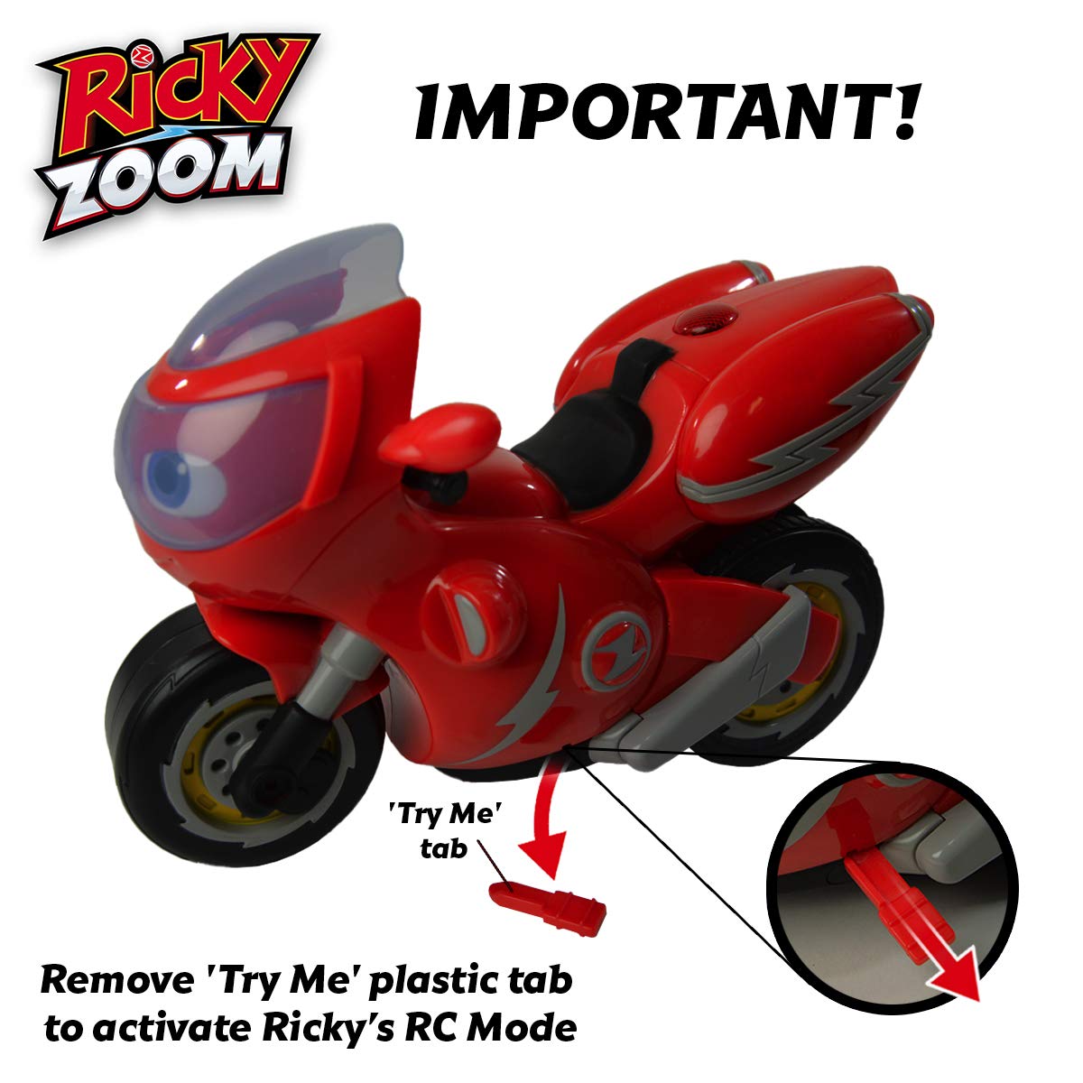 Ricky Zoom T20055A Remote-Controlled Stunt Motorcycle Playset - Wheelie & 360 Spin Action for Kids 9
