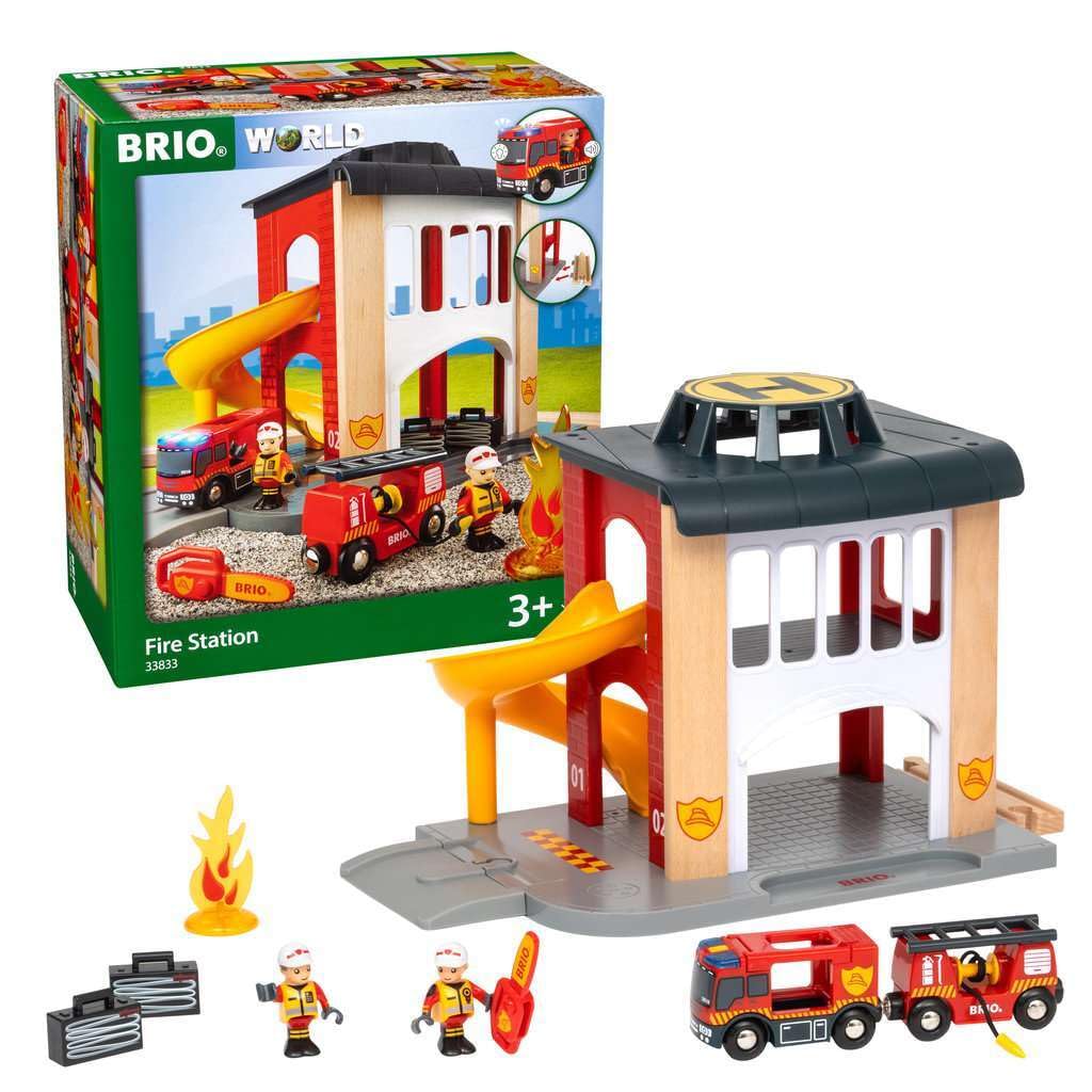 BRIO World Fire & Rescue Central Fire Station Playset - Compatible with BRIO Wooden Trains, Age 3+ 10