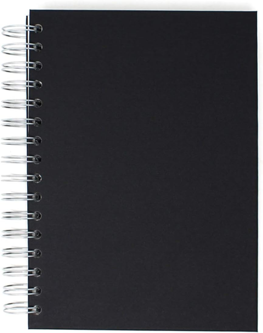Artway Studio Spiral Bound A5 Sketchbook - 170gsm Cartridge Paper, 48 Pages, Black Hardback, Silver Wiro Binding 10