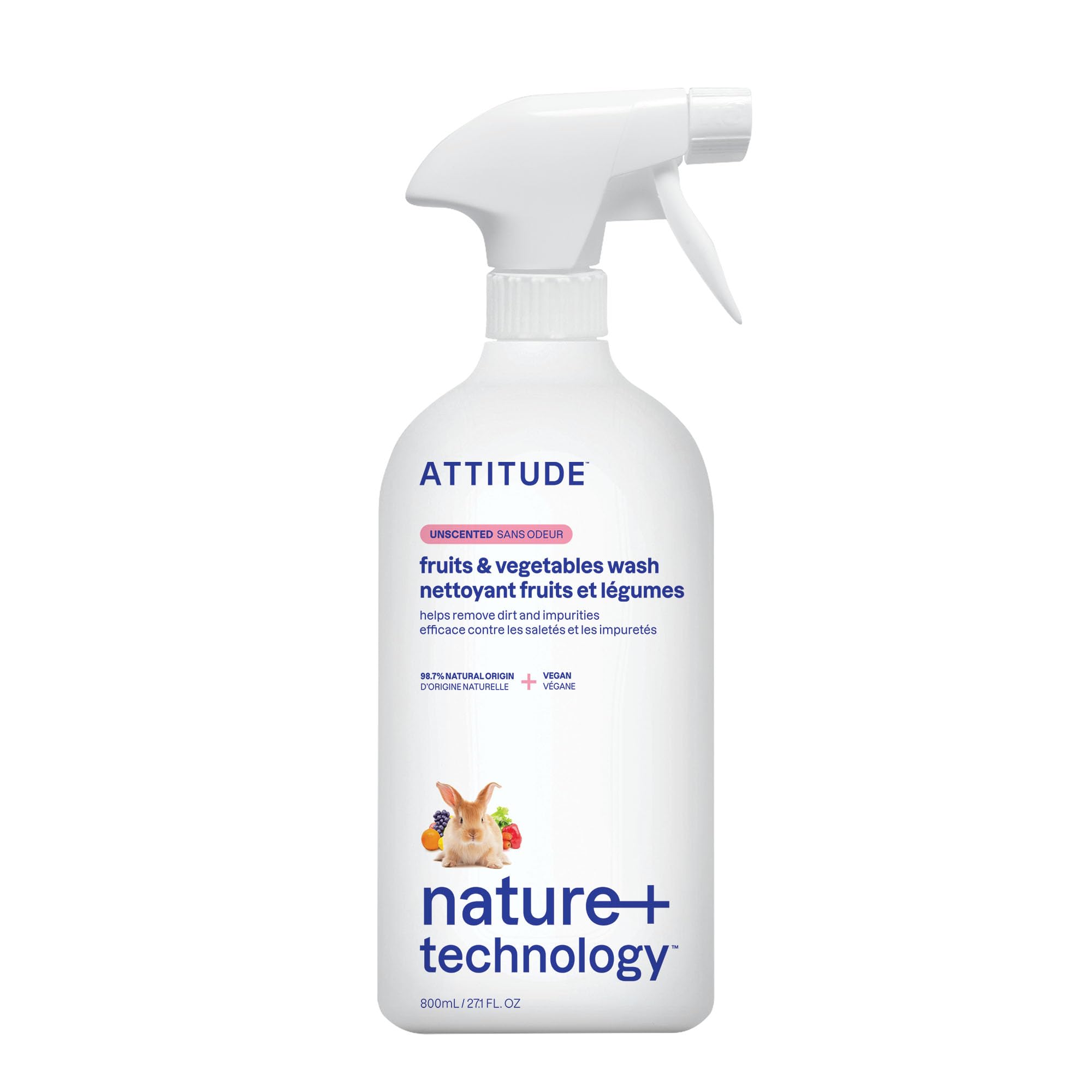 ATTITUDE Fruit and Vegetable Wash - Removes Wax, Dirt, Impurities | Unscented | 800 ml 1