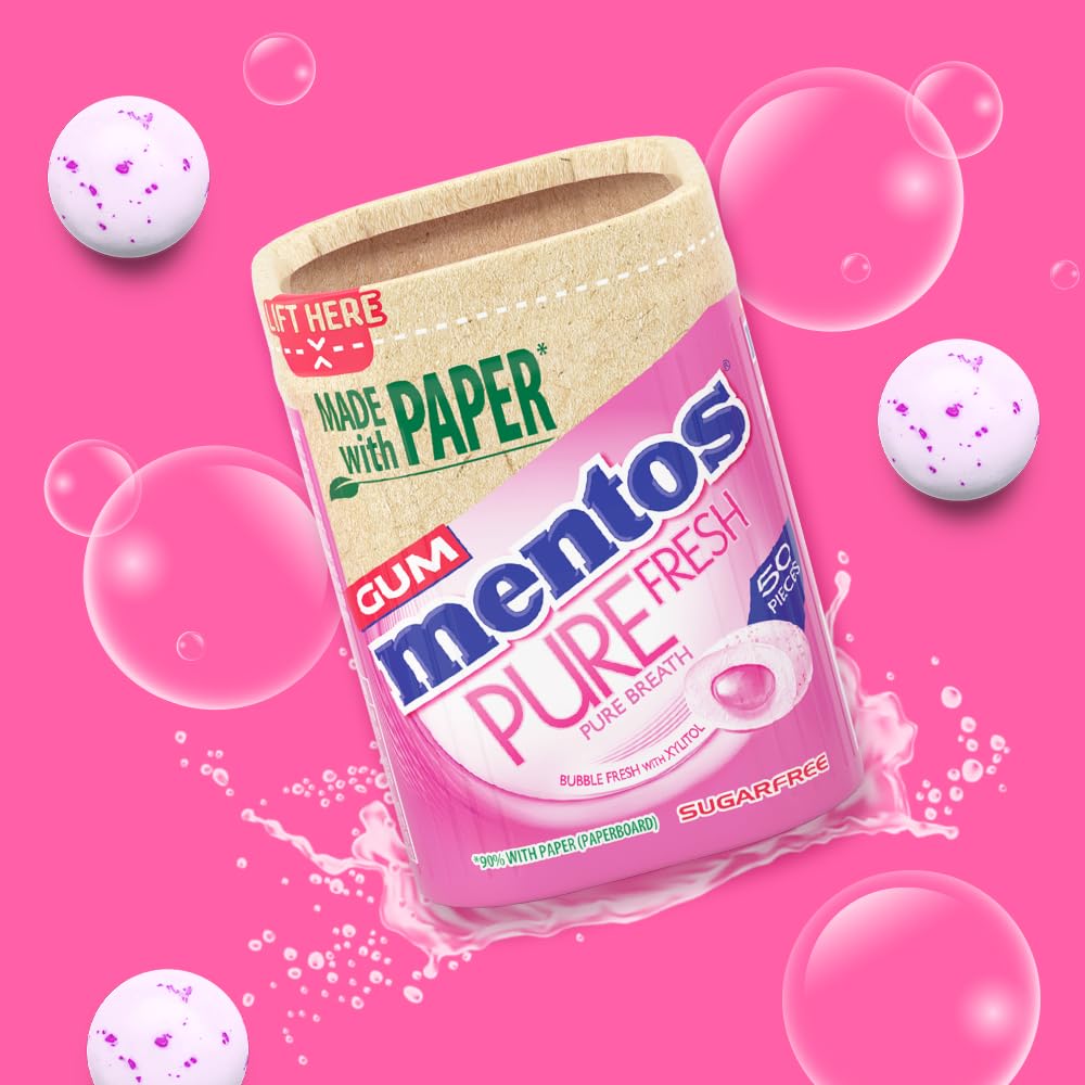 MENTOS Pure Fresh Chewing Gum - Sugar Free, Liquid Filled Center | 50 Count (Pack of 6) 4