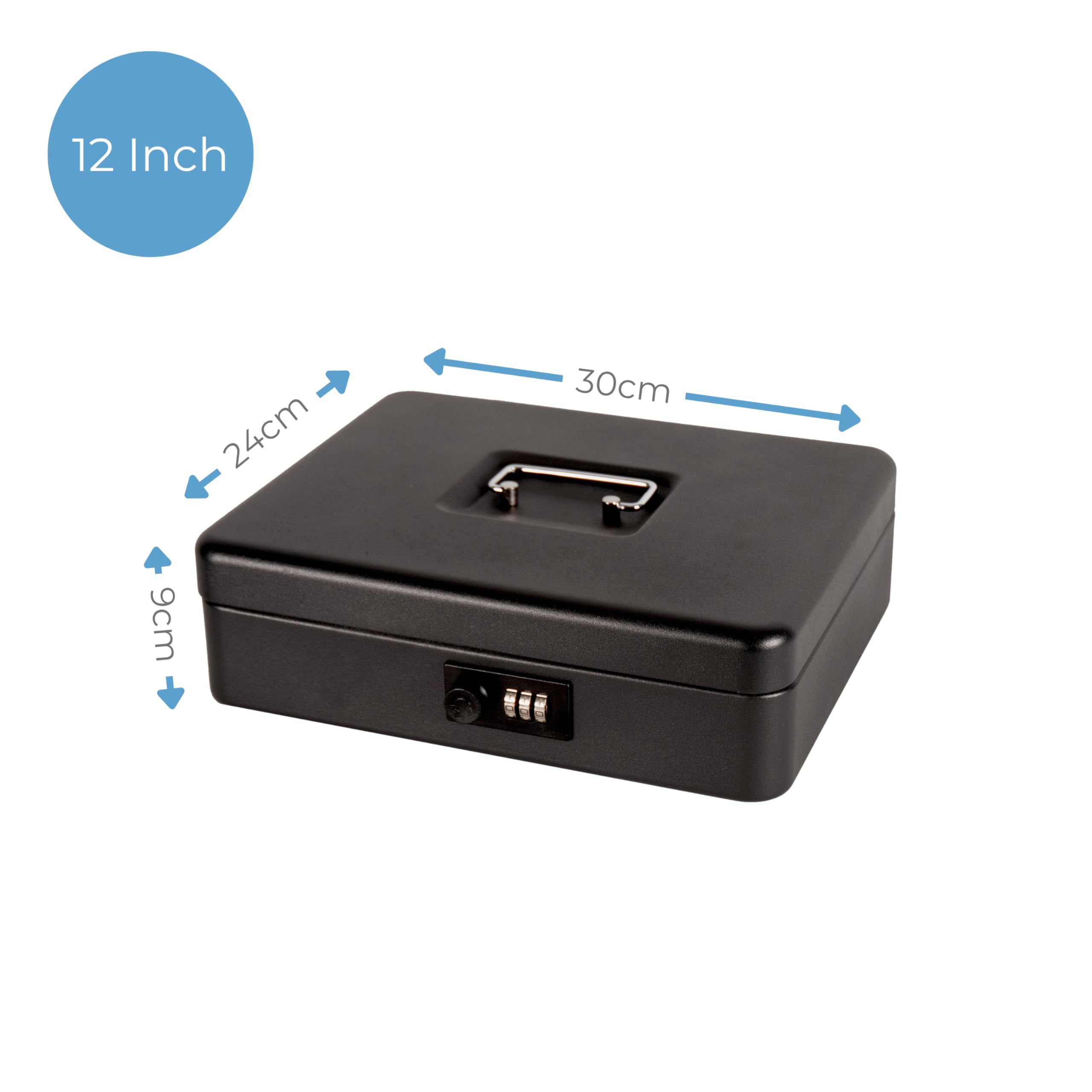 Cathedral Products 12 Inch Steel Cash Box with Combination Lock | Durable Powder-Coated Steel | Portable 2