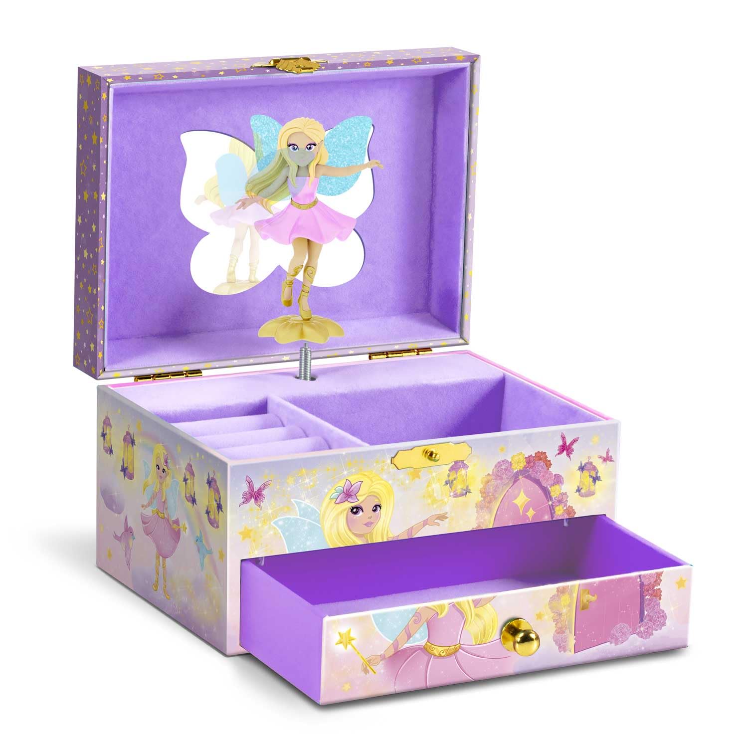 CRAZE Fairy Music Box Jewellery Box for Girls | Lila Color | Mirror & Compartments