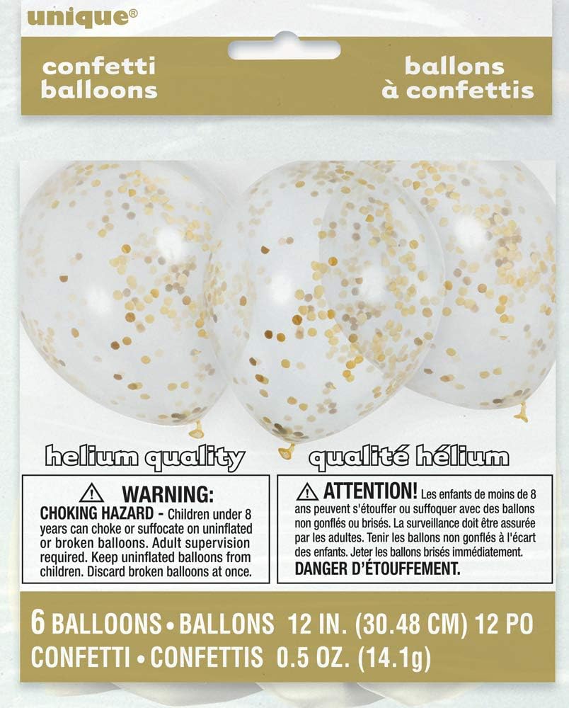 Gold Confetti Balloons - 12" Clear Latex Balloons for Parties, Weddings & Celebrations 3