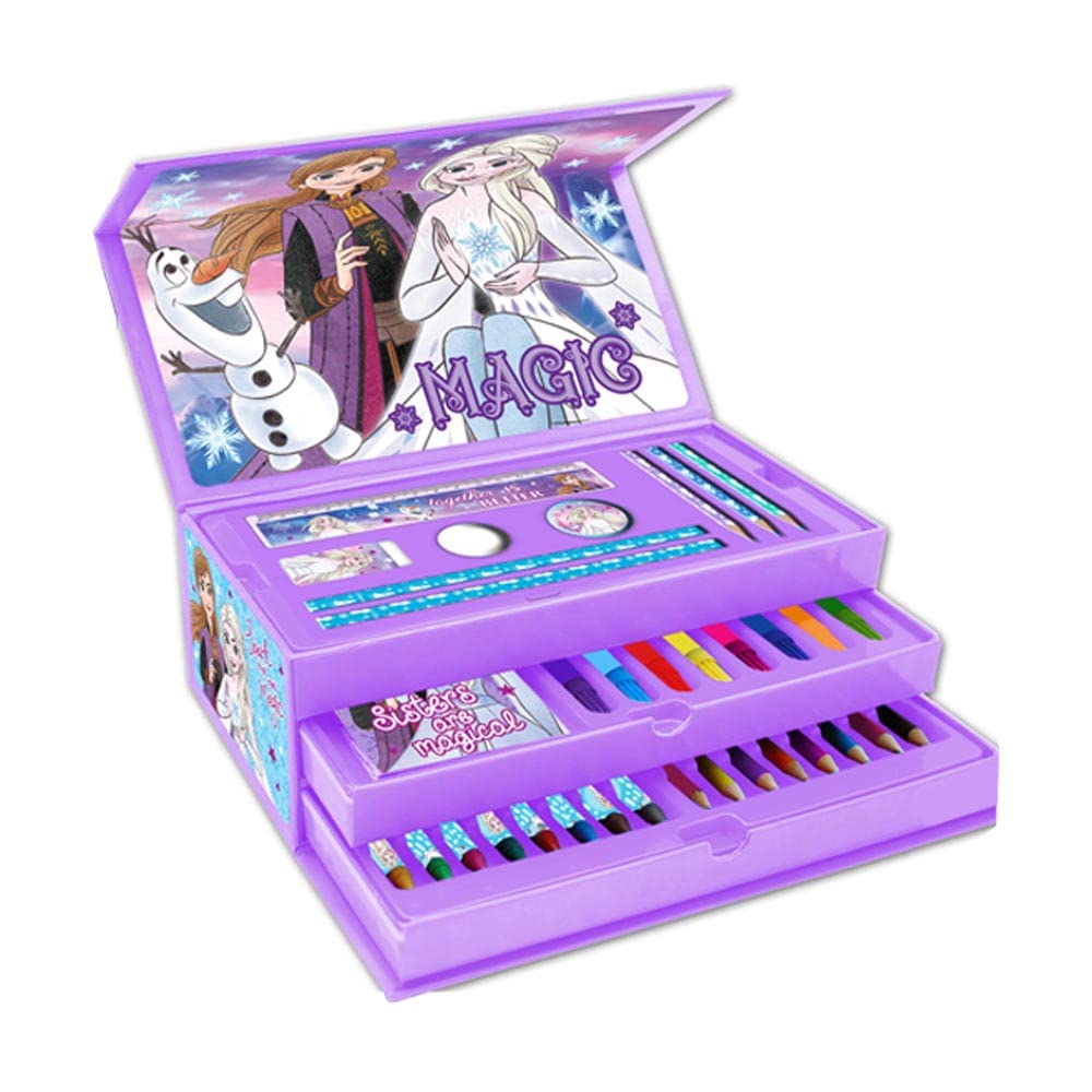 Disney Frozen 44 Piece Colouring Case with Pens, Pencils, and Crayons | Ages 3+ 3