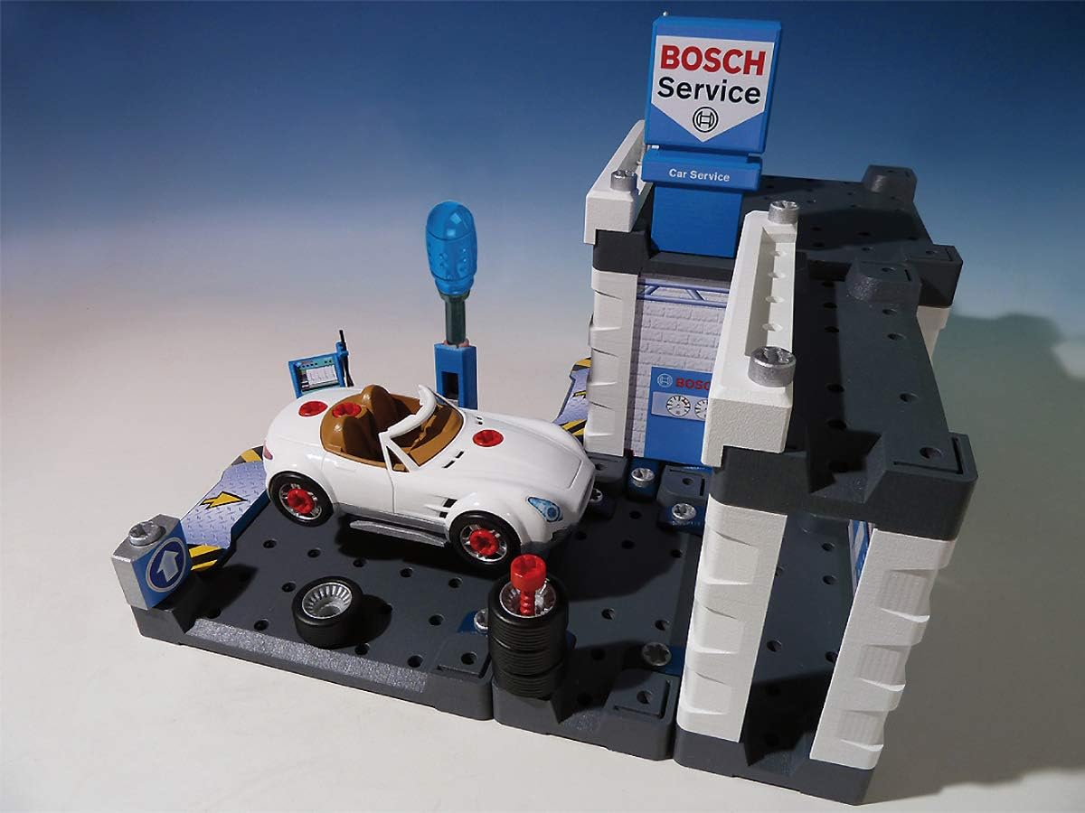 Theo Klein 8647 Bosch Car Service Station - Playset with Car Wash & Dismantlable Car