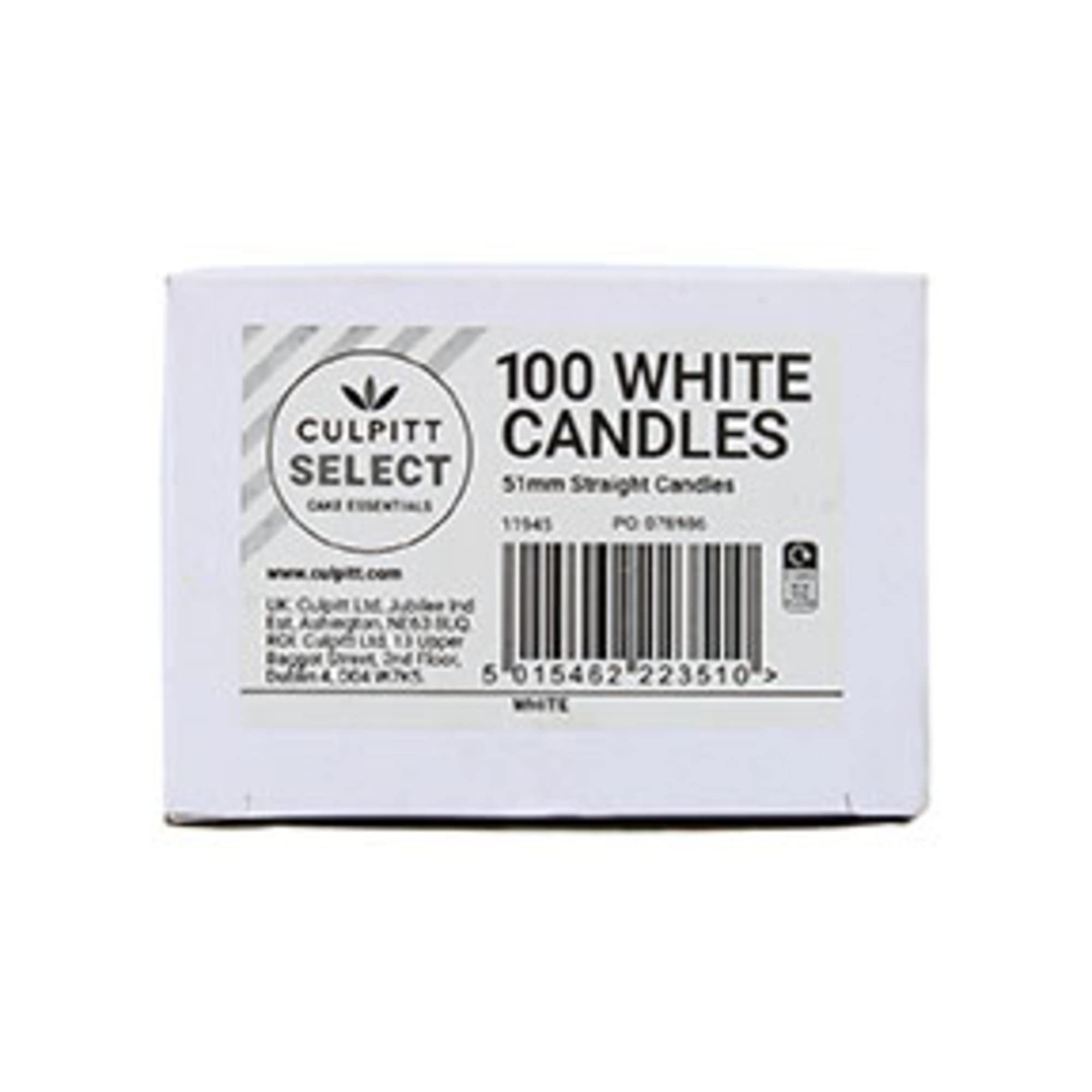 Culpitt Select White Birthday Candles - Pack of 100 | 51mm Plain Wax | Unscented