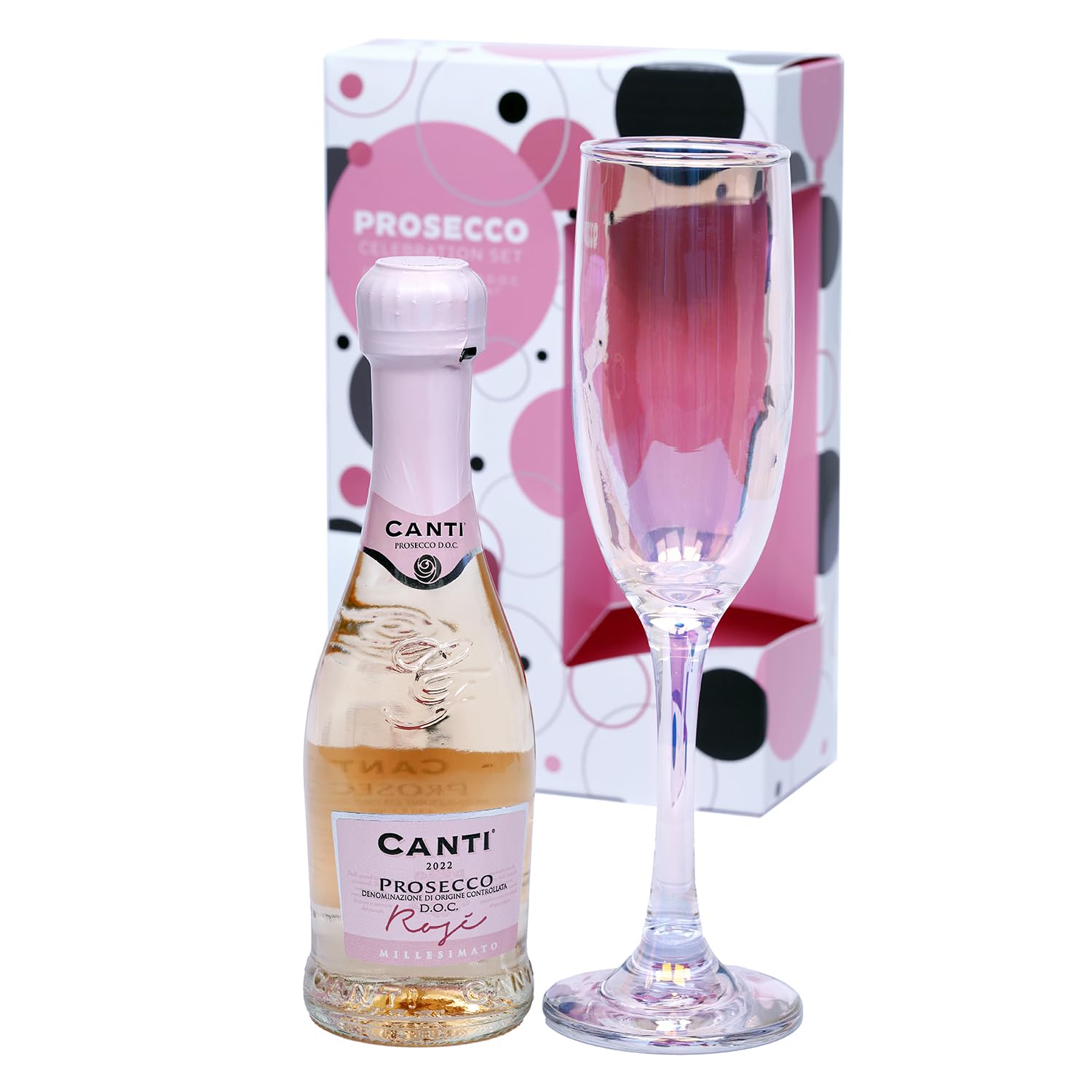 Canti Prosecco DOC Rosé Gift Set with Iridescent Glass (200ml) 8
