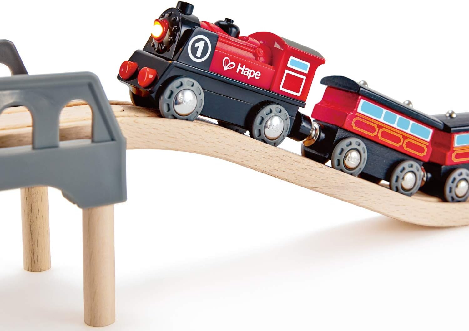 Hape E3703 Battery Powered Train Engine - Forward & Reverse Motion with Light-Up Headlight