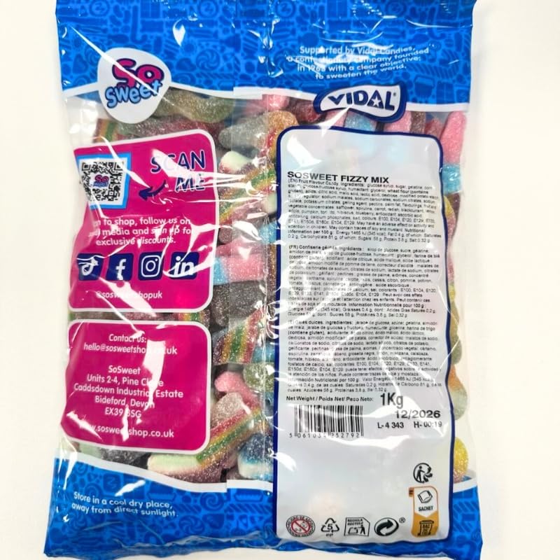 SoSweet Fizzy Sweet Mix – 1kg Tangy Pick & Mix Sweets | Sour Fruit Flavours, Party Candy, Sharing Treats 6