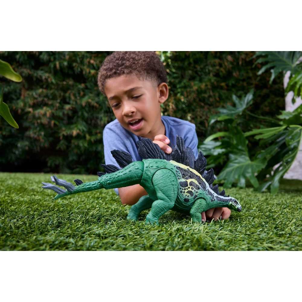 Mattel Jurassic World Gigantic Thrashers Stegosaurus Action Figure | 11-14 Inches | Ages 4+