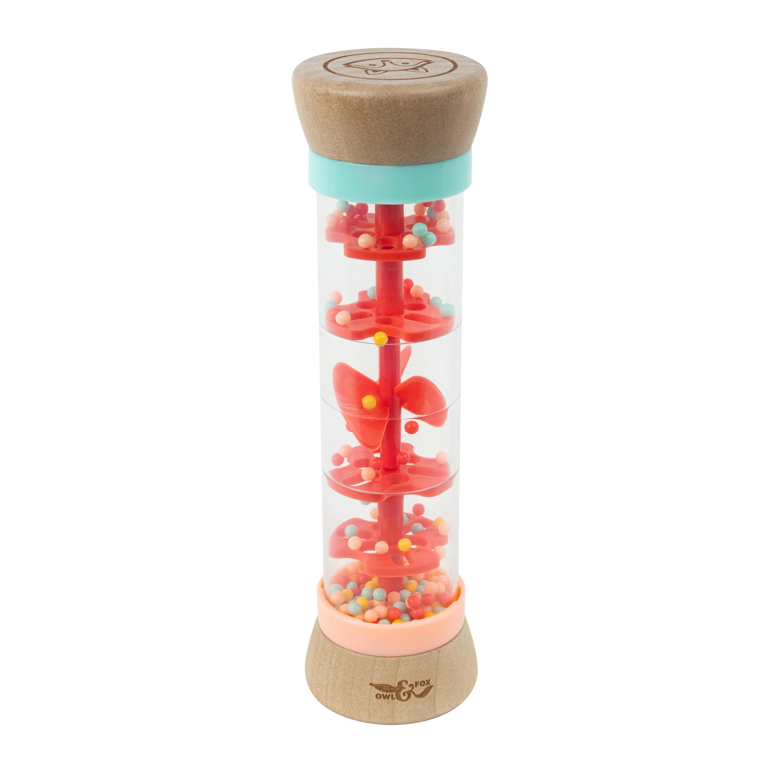 Owl & Fox Wooden Rainmaker Baby Rattle Toy - Soothing Sounds, Sensory Development | 12+ Months 7