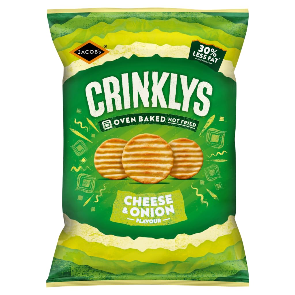 Jacob's Crinklys Salt & Vinegar Baked Snacks Share Bag, 150g