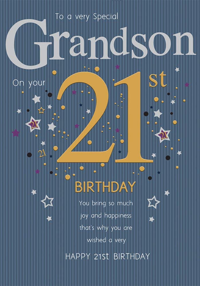 Piccadilly Greetings 21st Birthday Card for Grandson | 10 x 7 Inches | Blue