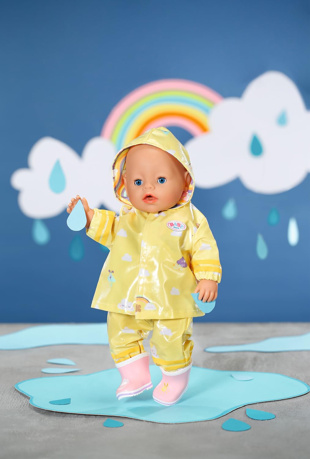 BABY born Deluxe Rain Outfit 836460 - Rain Set with Raincoat, Trousers & Wellington Boots for Dolls up to 43cm 5