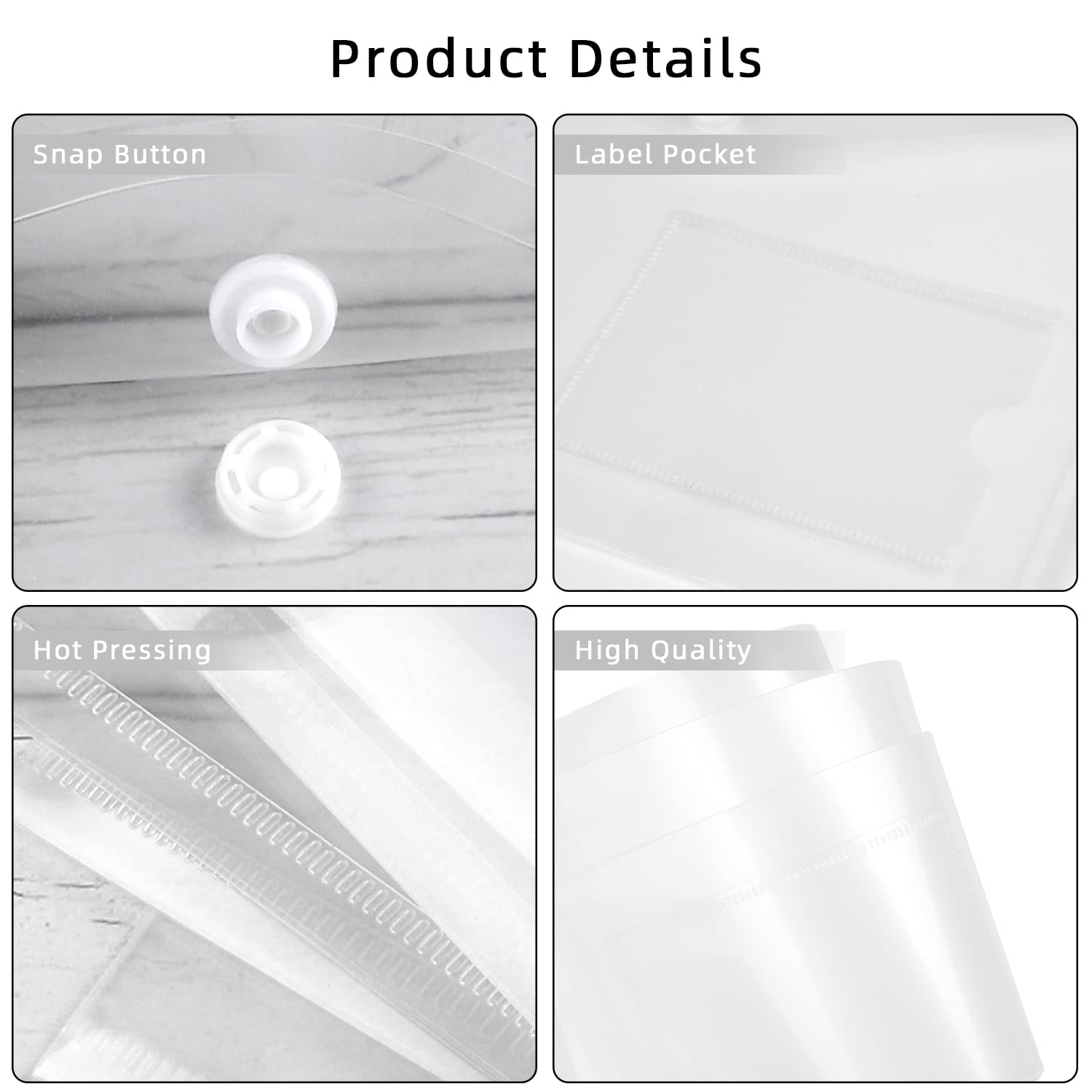 GoodtoU A5 Plastic Wallets with Popper Closure - Durable Polypropylene Document Folders | 40 Pack 5
