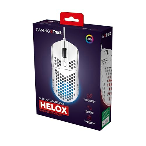Trust Gaming GXT 928W Helox White Ultra-Lightweight 65g Wired Gaming Mouse with RGB Lighting 16