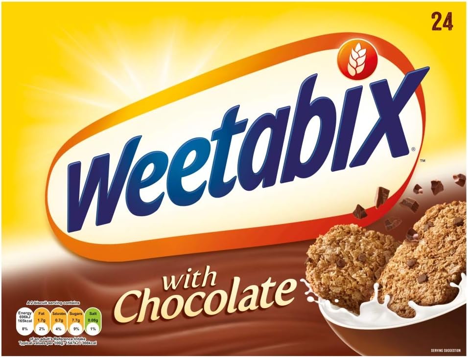 Weetabix Chocolate Cereal Biscuits, 450g (24 Count) - High Fibre Breakfast Biscuits with Wholegrain Wheat