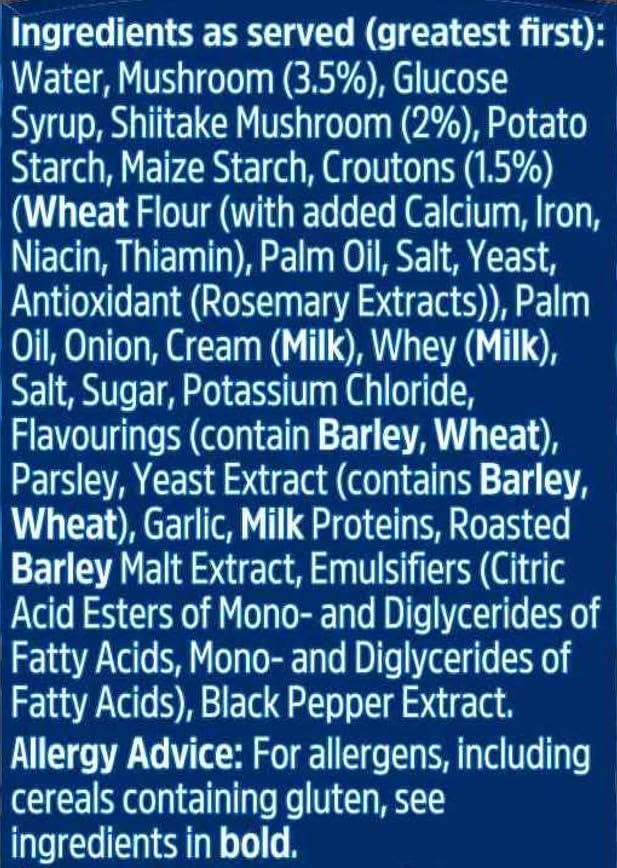 Batchelors Cup a Soup Mushroom Instant Soup Sachets, 4 Sachets, 99 g