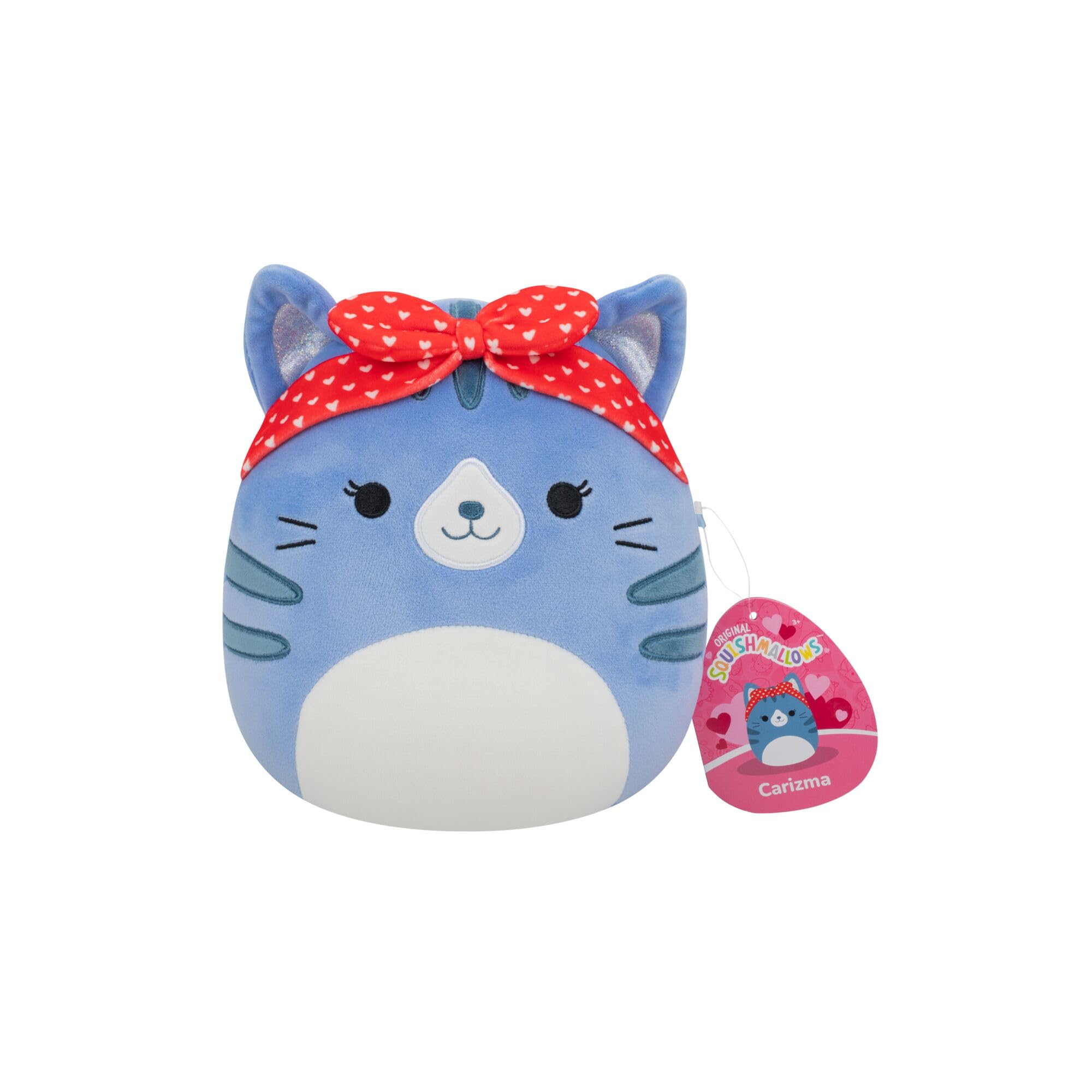 Squishmallows 7.5-Inch Carizma the Blue Tabby Cat Valentine's Plush