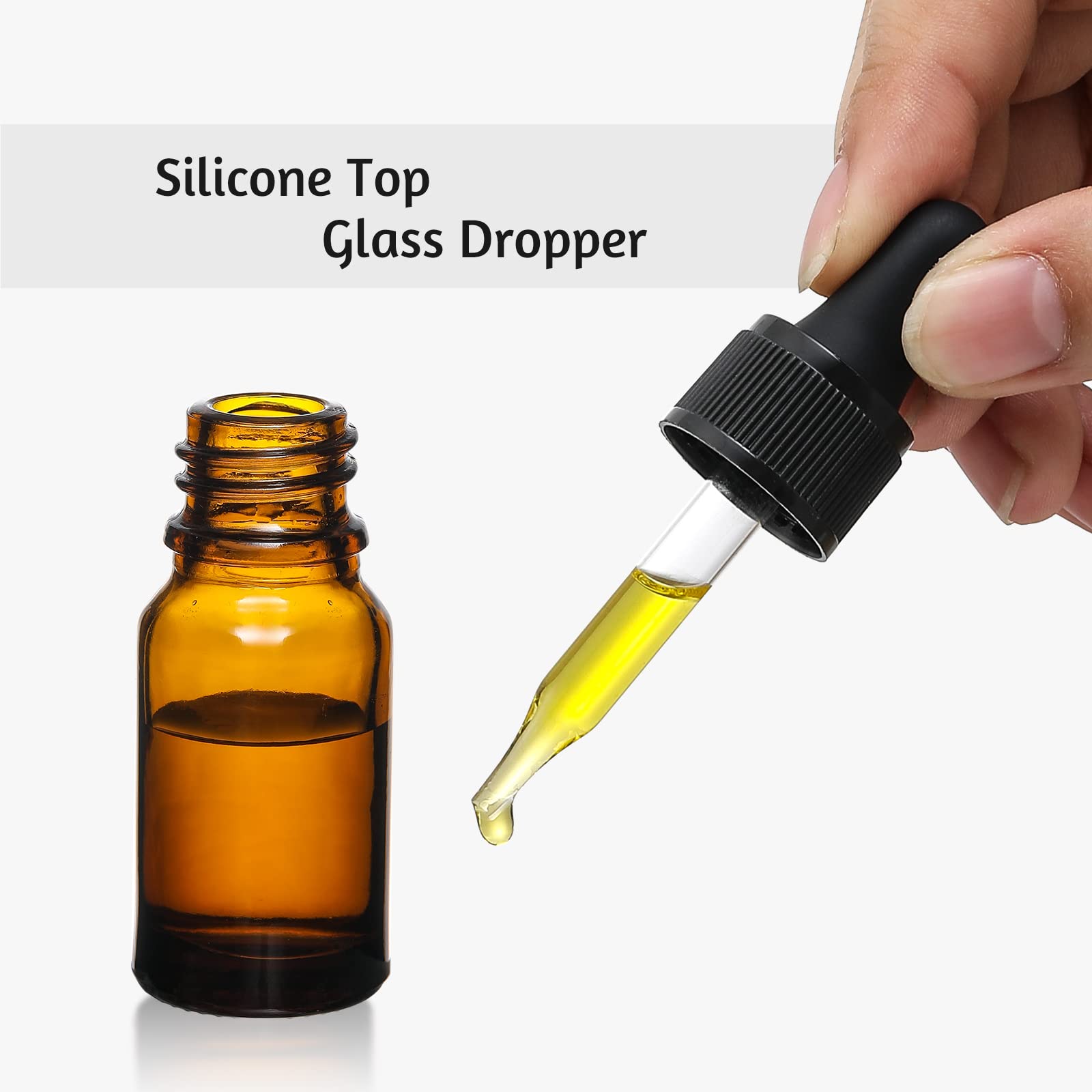 AOZITA 10ml Amber Glass Dropper Bottles - Leakproof, Travel Size | 4 Pack 4
