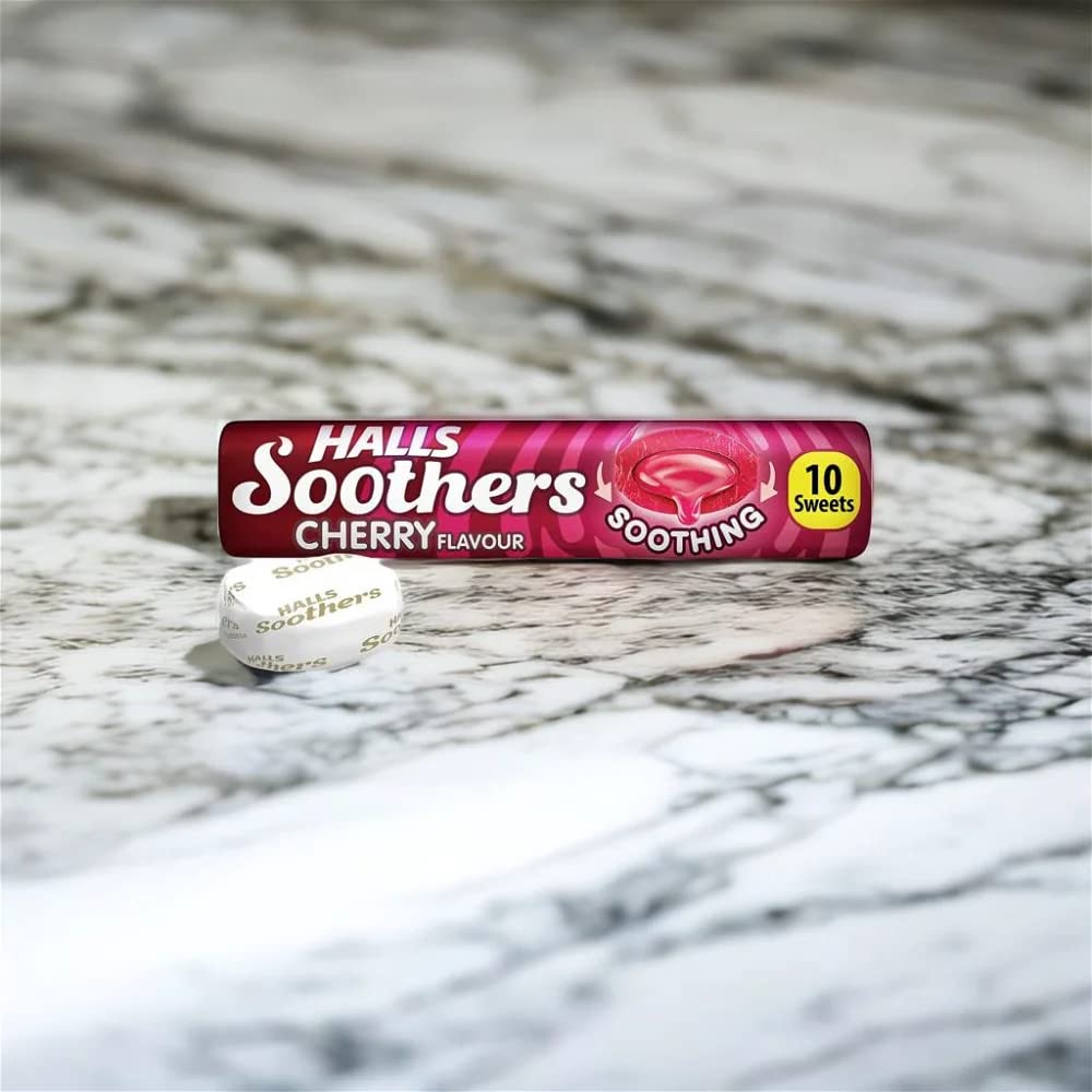HALLS Soothers Real Cherry Juice Sweets - Liquid Centre, Vegetarian | 45g 5